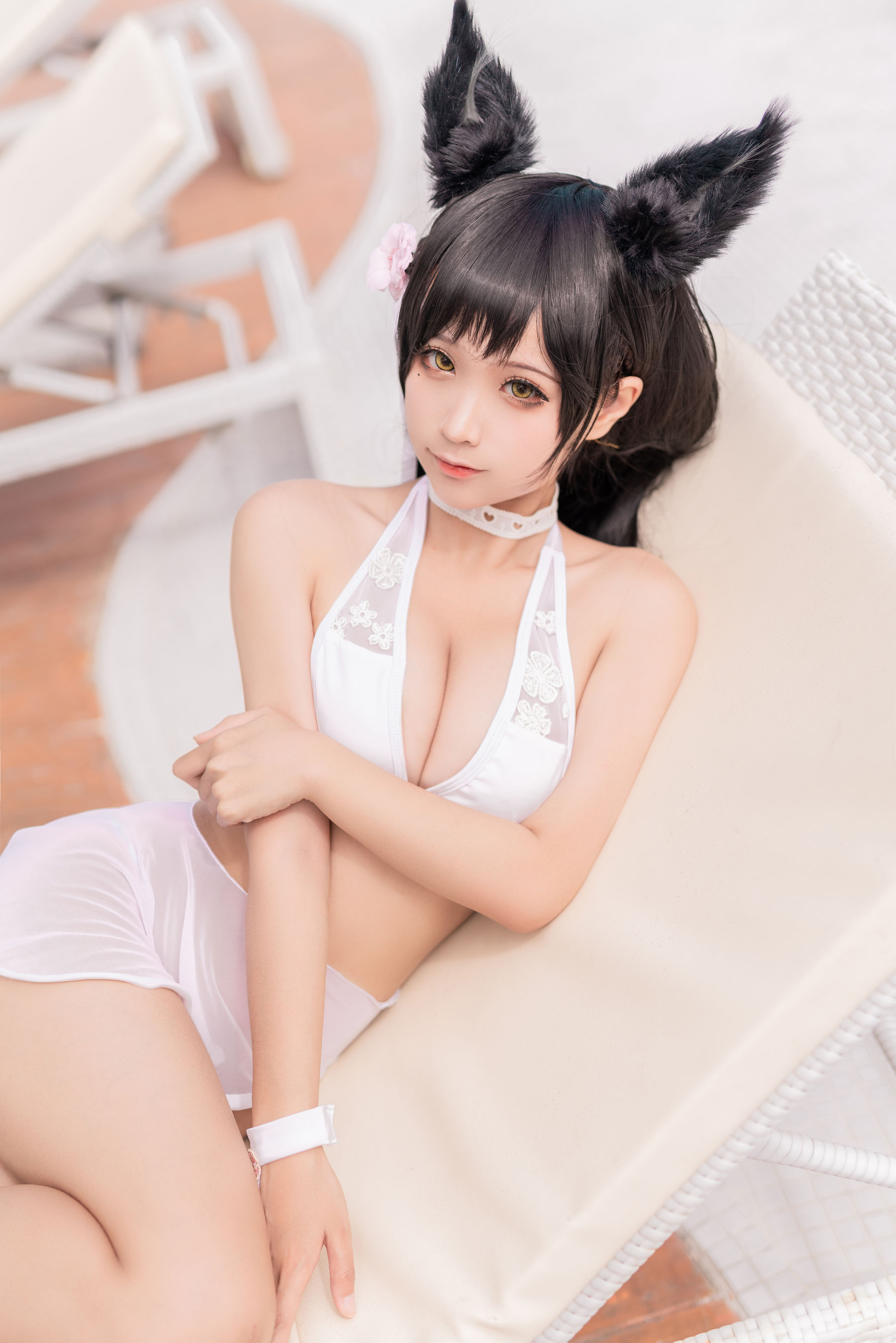 [福利COS] 动漫博主蠢沫沫 - 爱宕 犬 泳装第5张