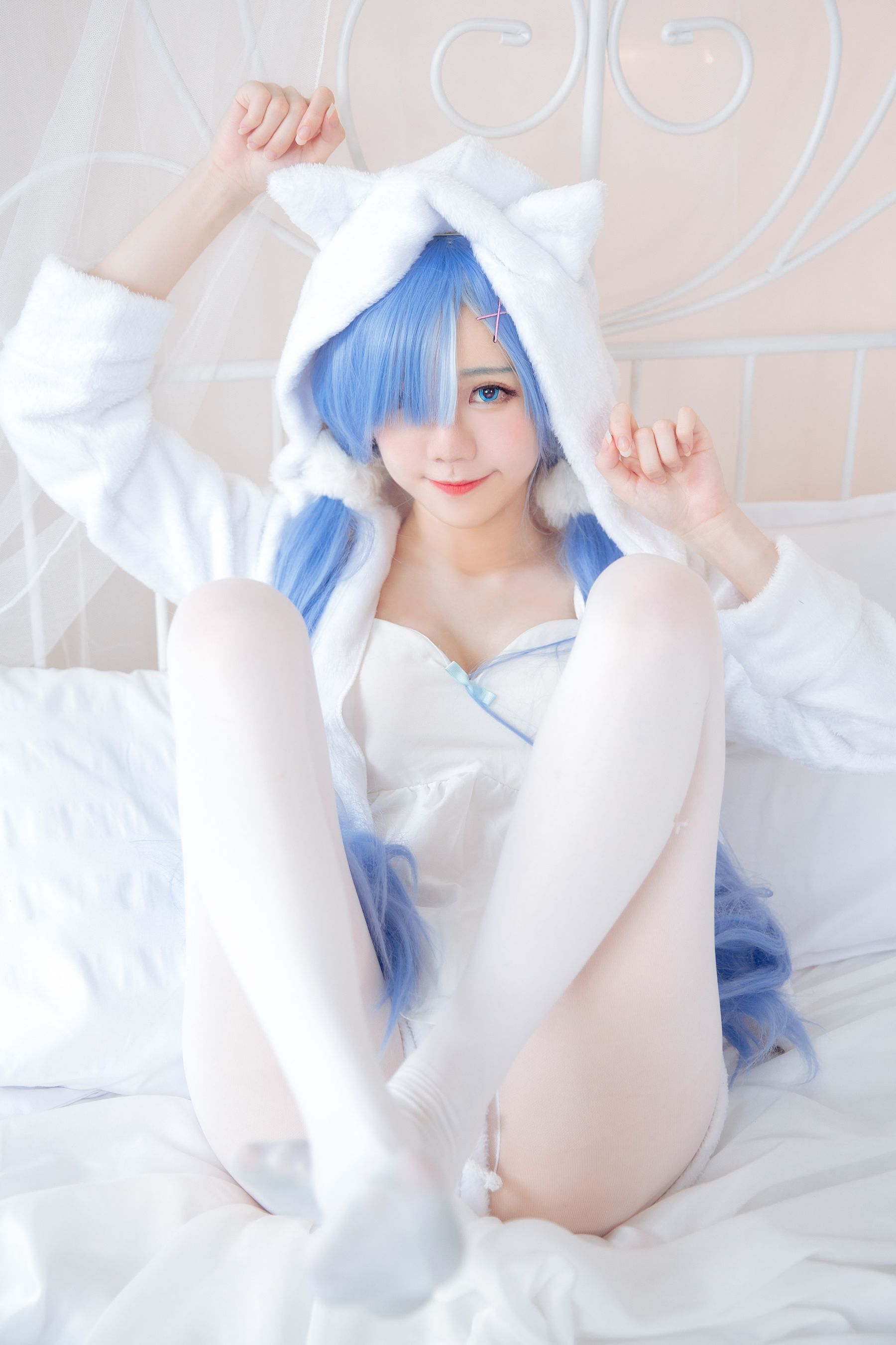 [网红COS] Sally Dorasnow - Rem White Kitty第16张