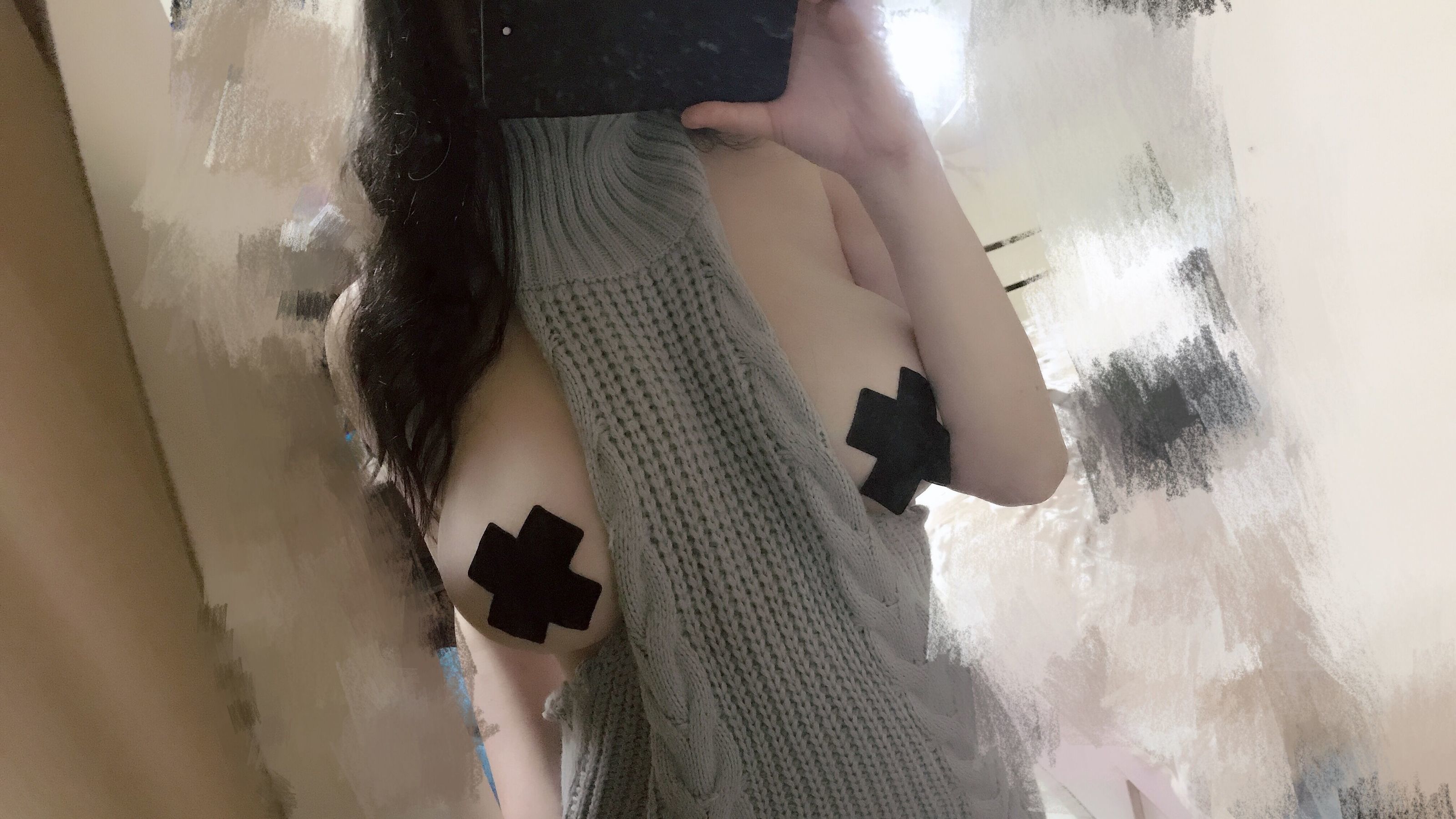 [福利COS] 奶兔biubiu - 灰色毛衣第9张