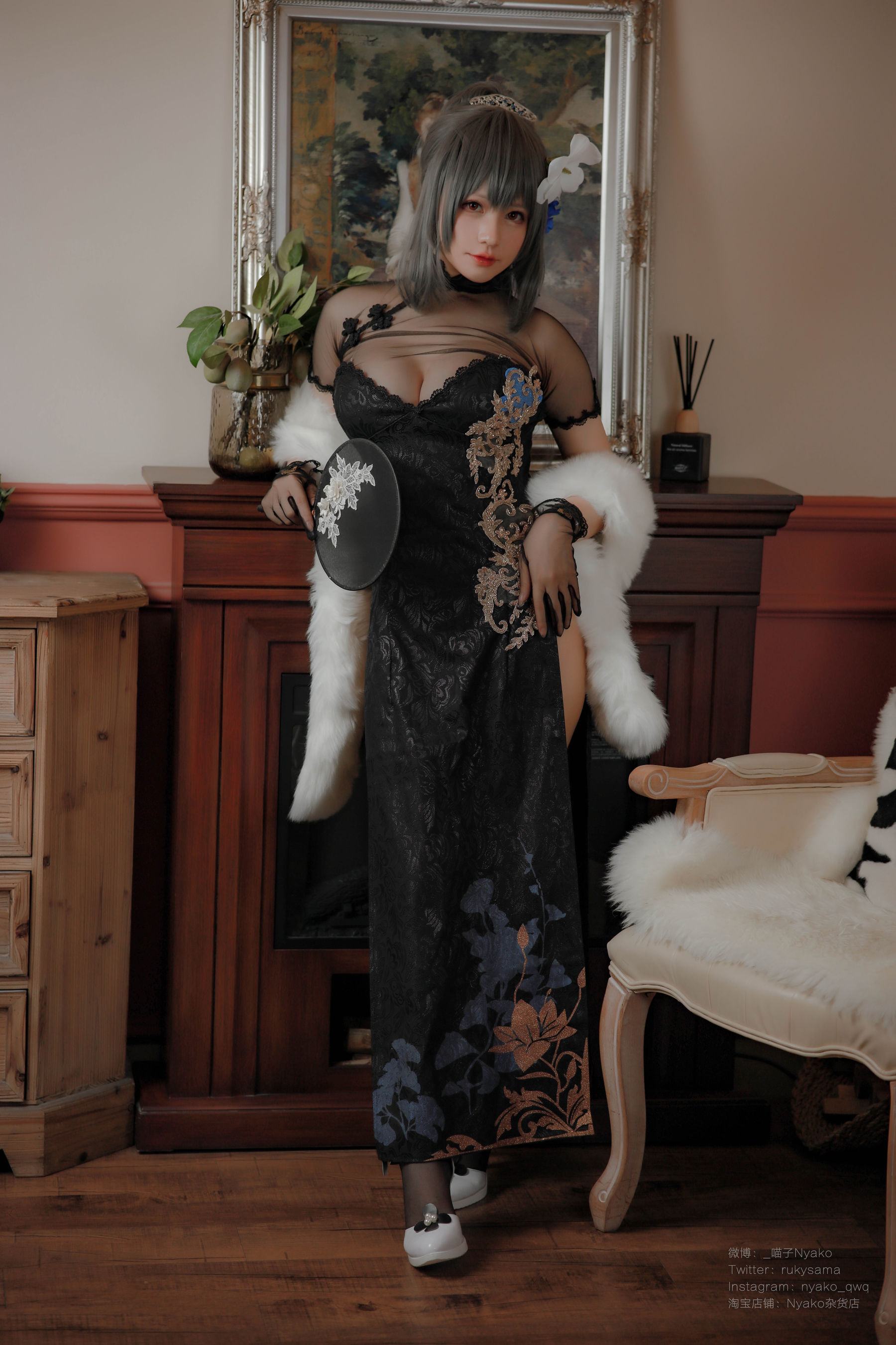 [福利COS] 萌妹子Nyako喵子 - 路易九世旗袍第6张