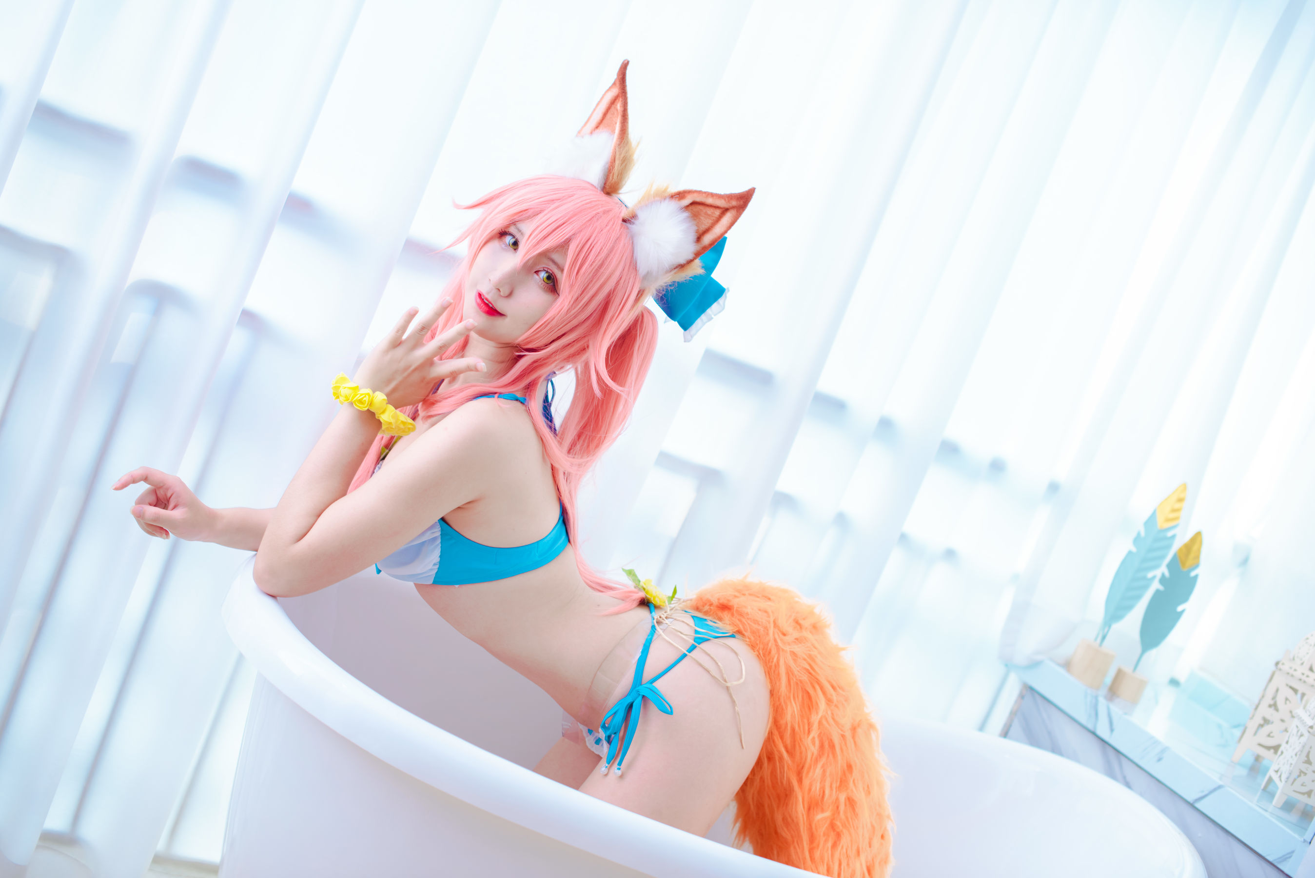 [福利COS] 动漫博主九曲Jean - 玉藻前泳装第3张