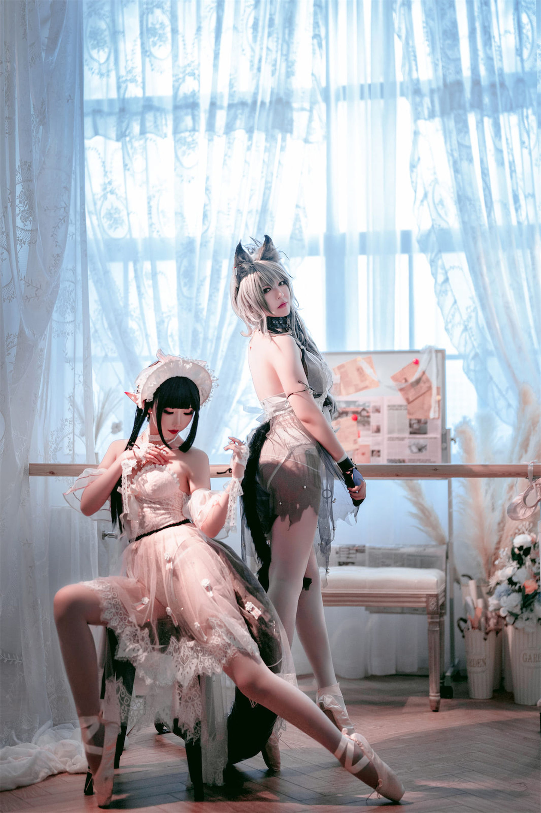 [福利COS] 可爱人气Coser面饼仙儿&amp;amp;半半子 - Arknights 黑x森蚺バレエ第15张