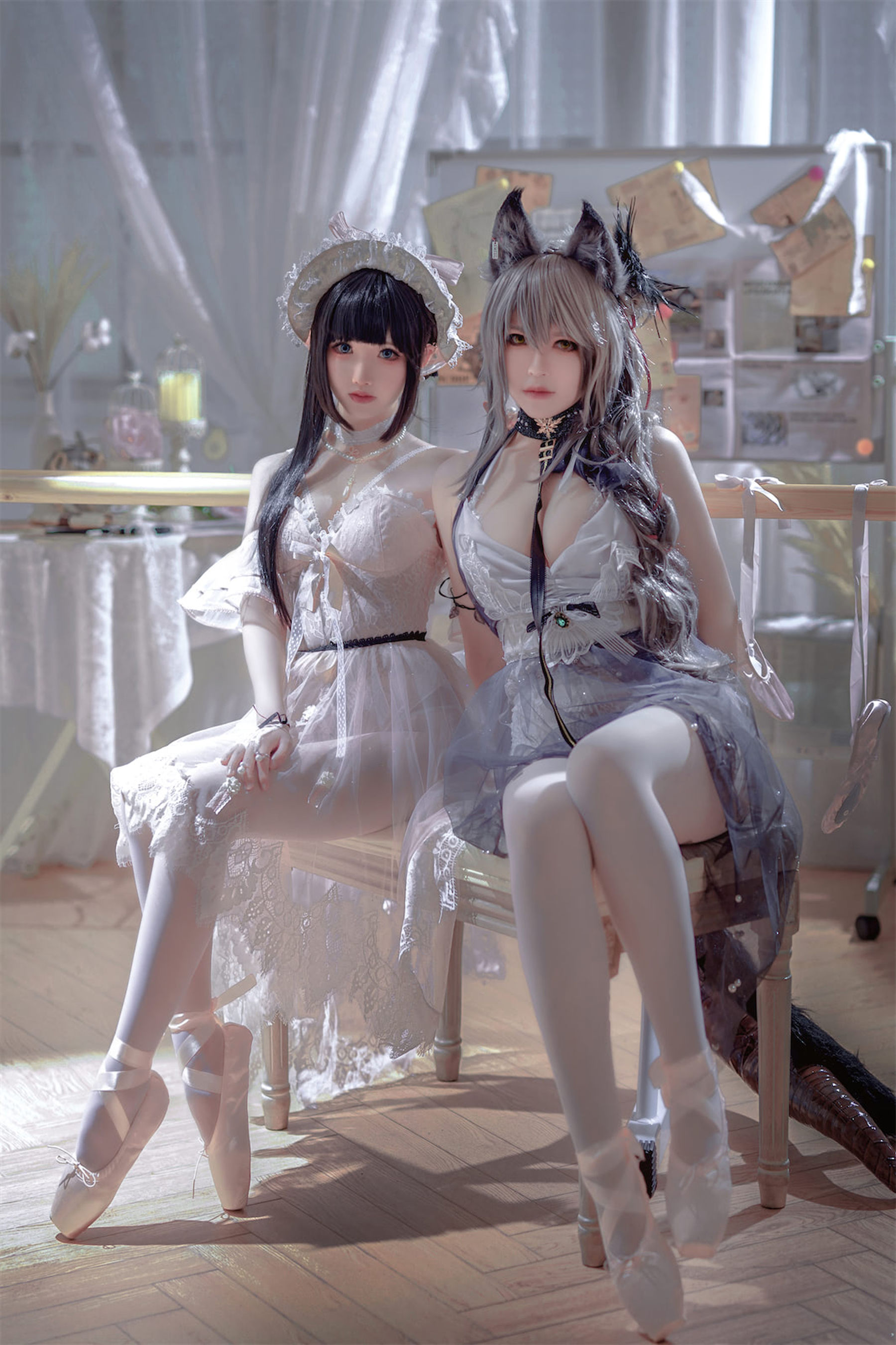 [福利COS] 可爱人气Coser面饼仙儿&amp;amp;半半子 - Arknights 黑x森蚺バレエ第1张