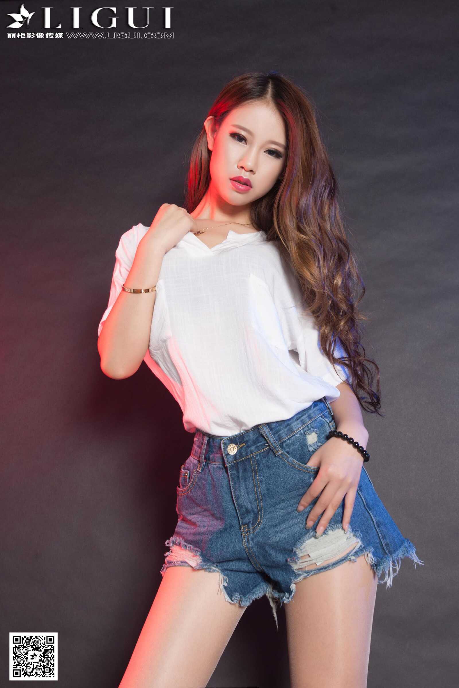 Model 语寒《牛仔热裤高跟》 [丽柜LiGui] 美腿玉足第13张