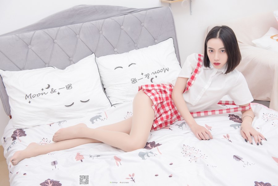 SSA丝社 第033期：大大 红白格子超短裙肉丝第14张