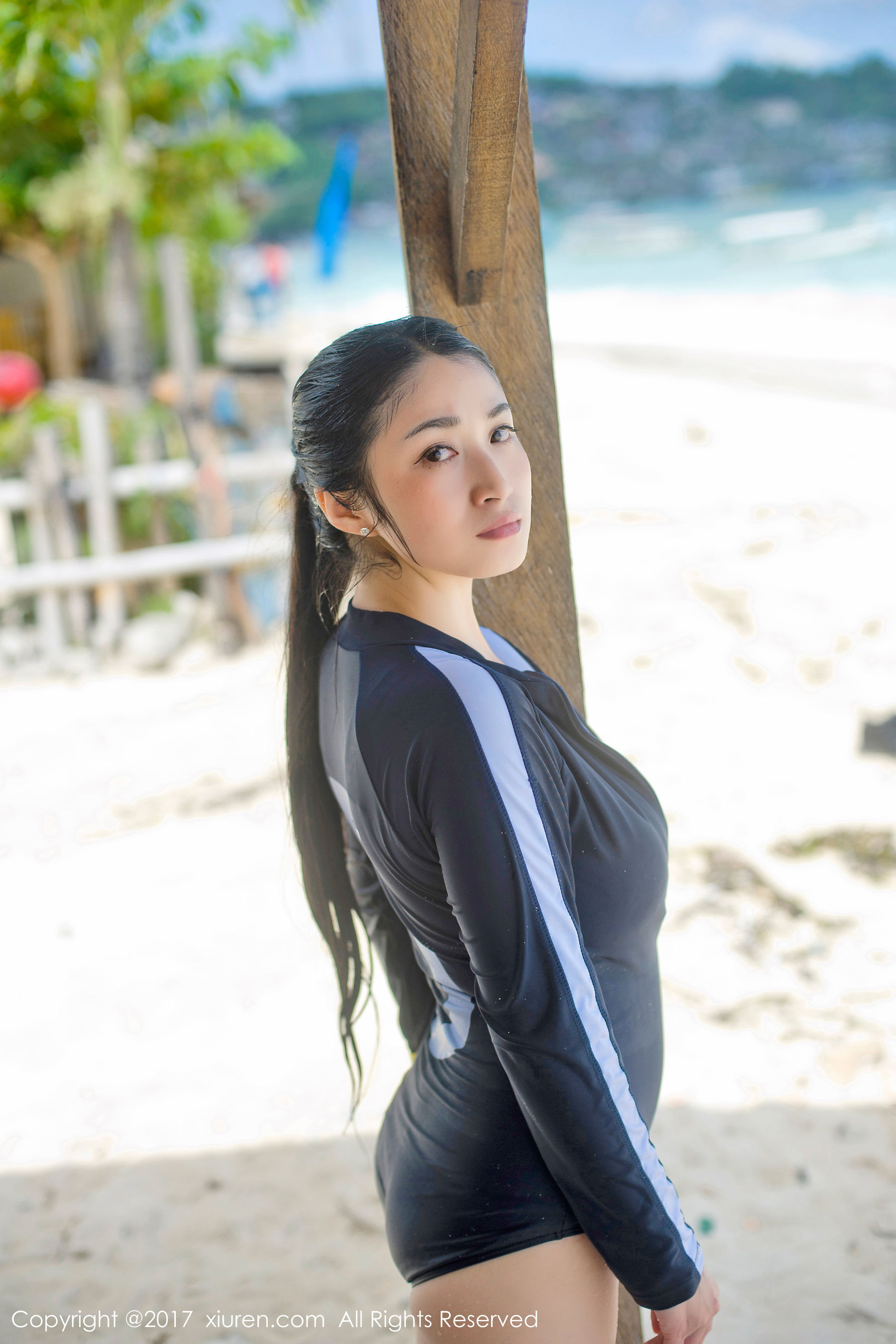  盼盼玉奴《海水湿身+日系女仆》 秀人网XIUREN No.751第14张