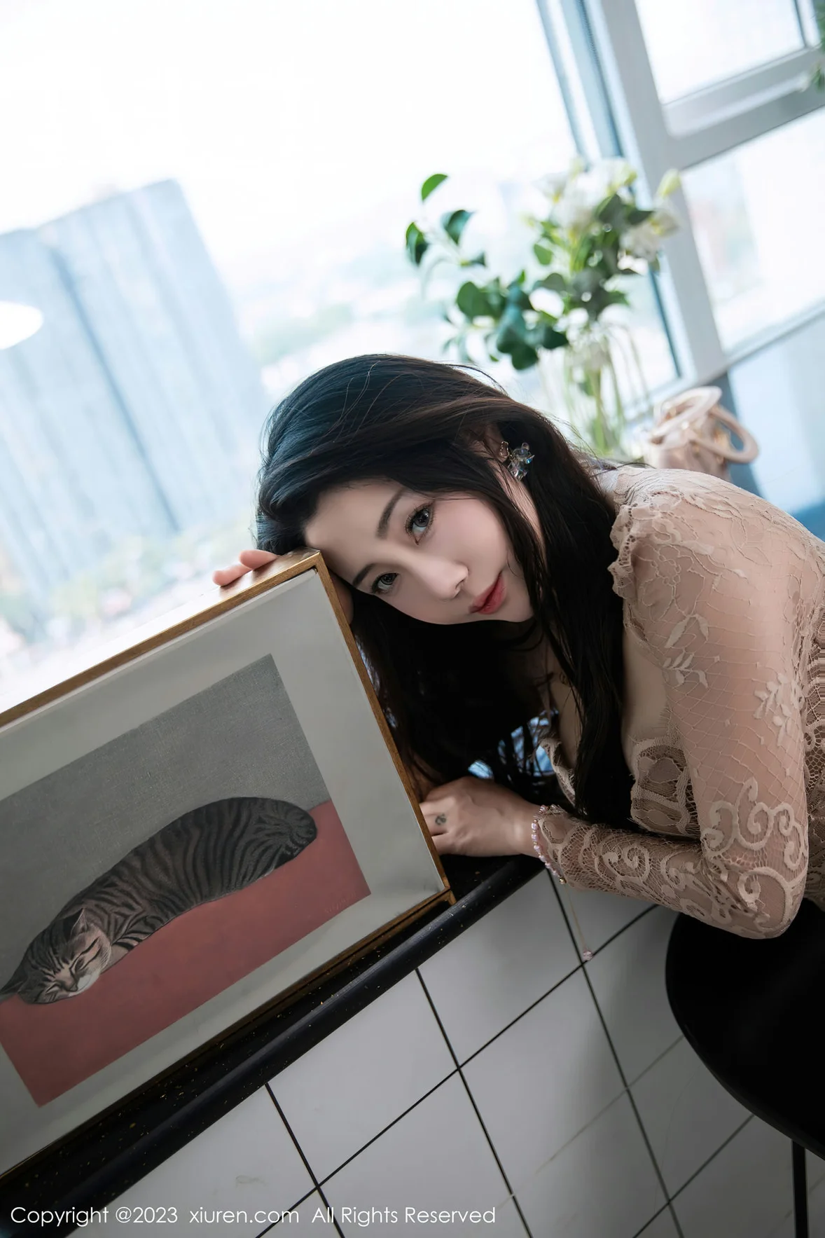  XiuRen 秀人 No.7216 严利娅Yuliya 杏色连衣长裙性感写真 [90P]第18张