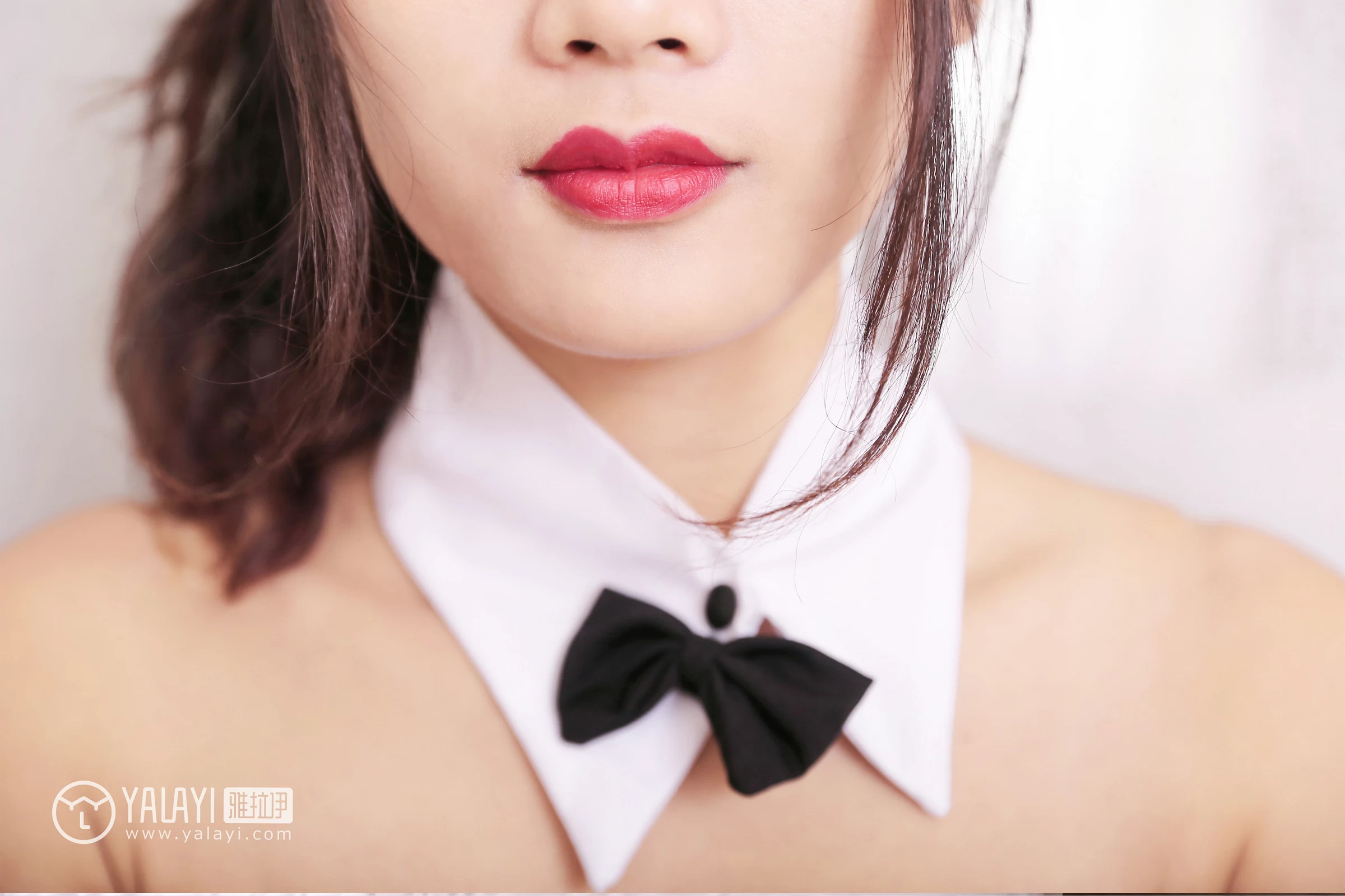 [YALAYI雅拉伊]NO.030 条纹黑丝美腿 兔洱 黑色兔女郎制服加黑色情趣渔网袜性感私房写真集第7张