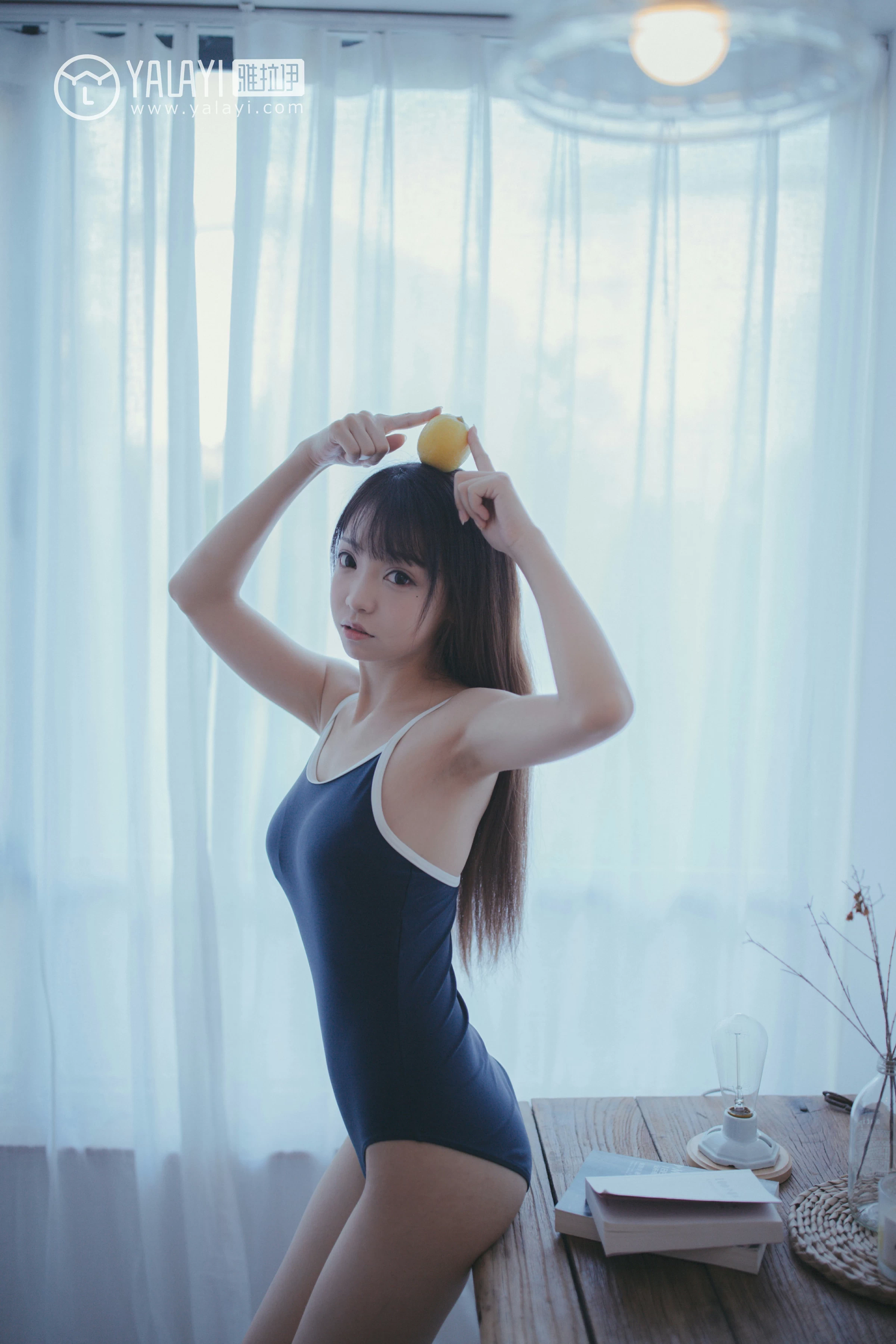 [YALAYI雅拉伊]NO.068 蓝帘幽梦 水花儿 蓝色连体运动内衣性感私房写真集第2张