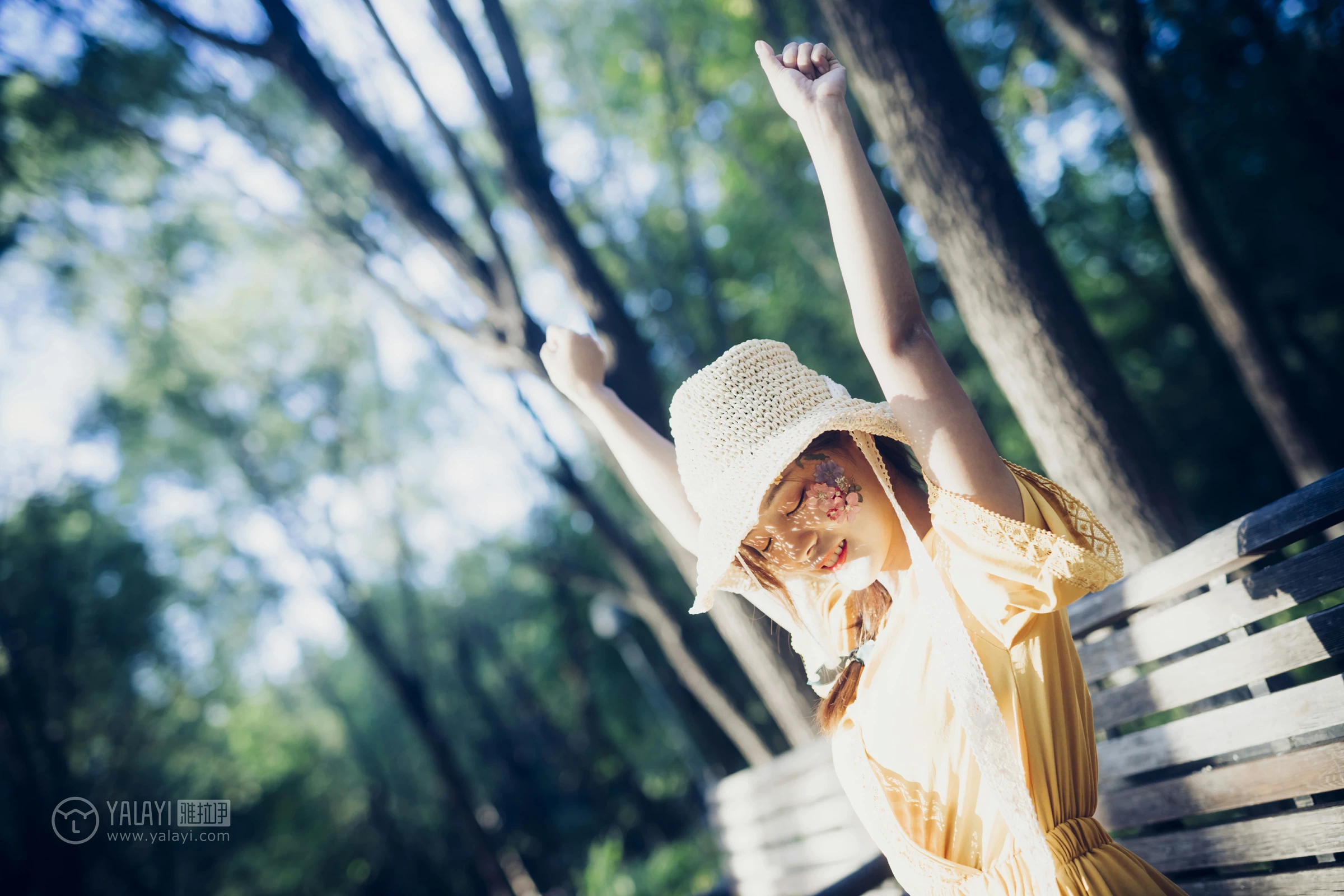 [YALAYI雅拉伊]NO.117 夏日小清新 白日梦 黄色蕾丝连衣裙清纯私房写真集第11张