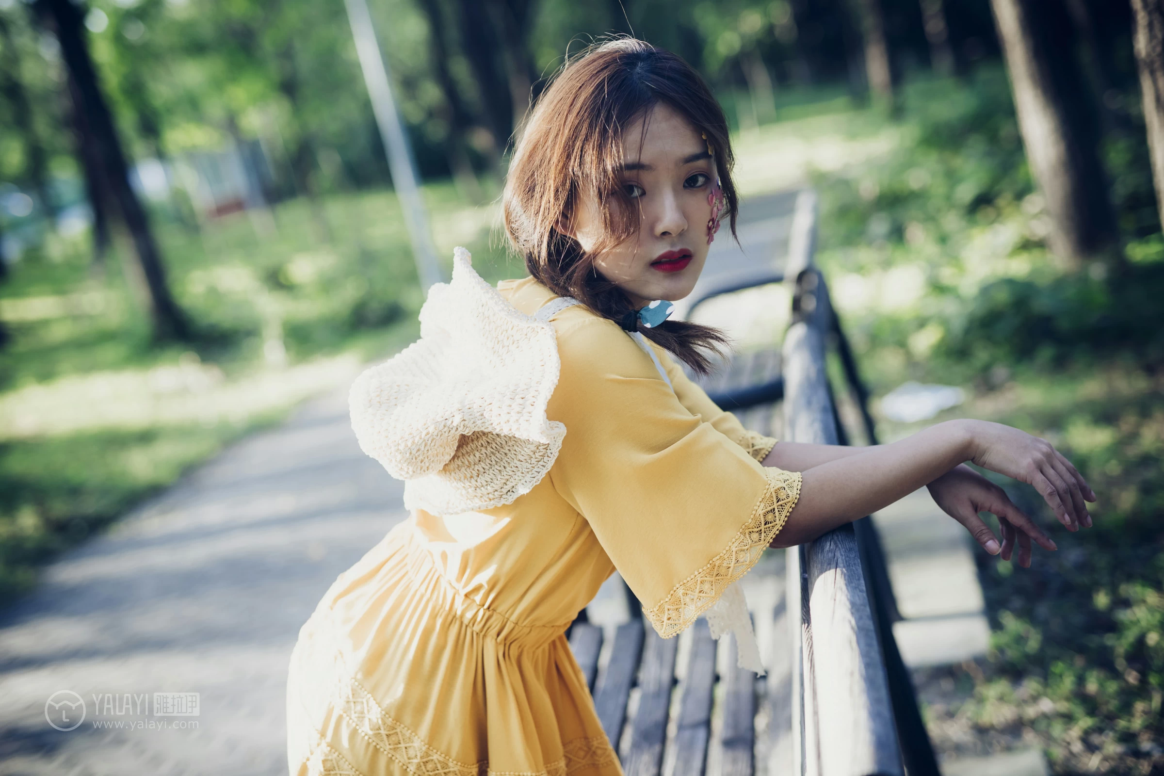 [YALAYI雅拉伊]NO.117 夏日小清新 白日梦 黄色蕾丝连衣裙清纯私房写真集第12张