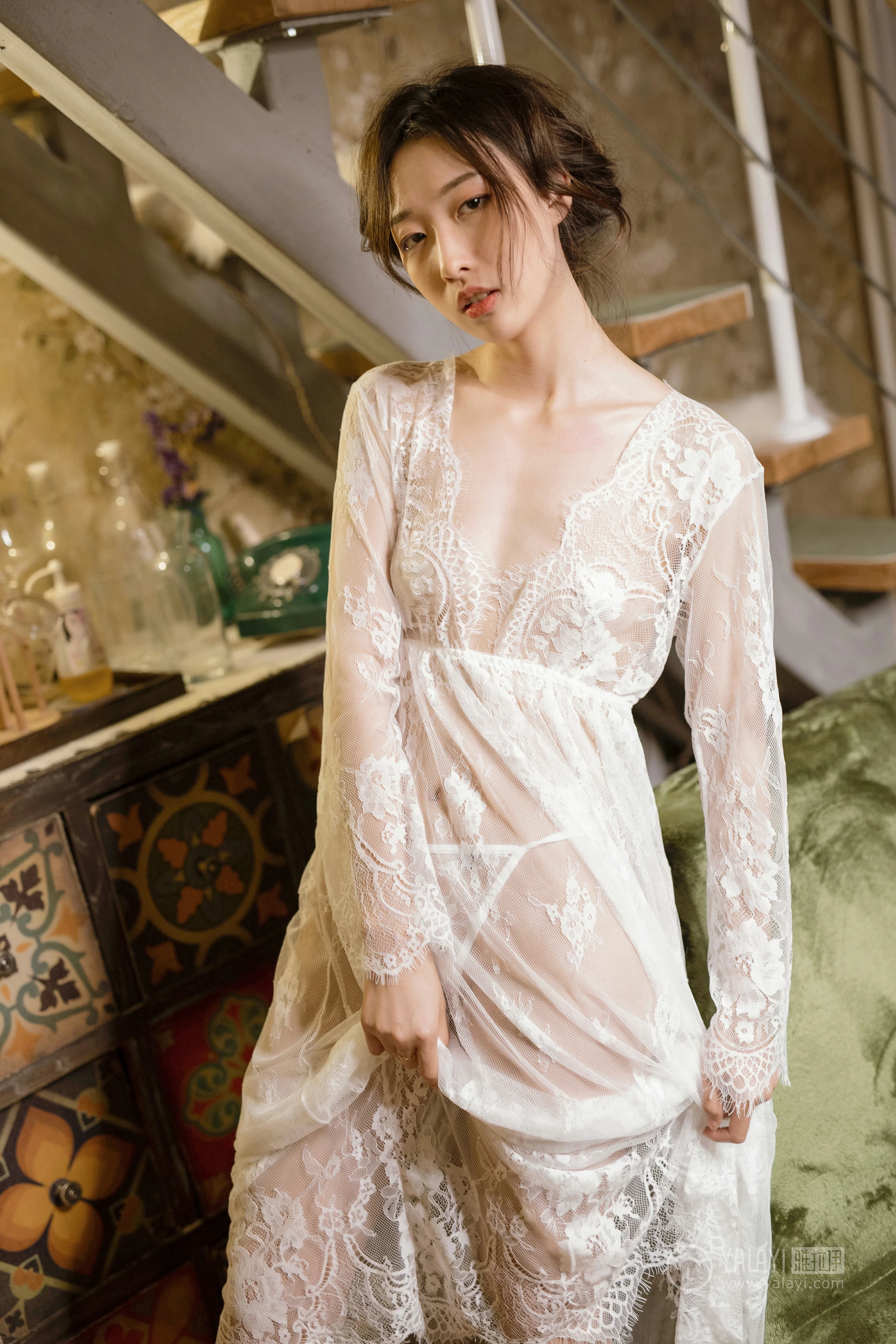 [YALAYI雅拉伊]NO.161 隐隐的柔情 佳佳 白色透视镂空连衣裙性感私房写真集第17张
