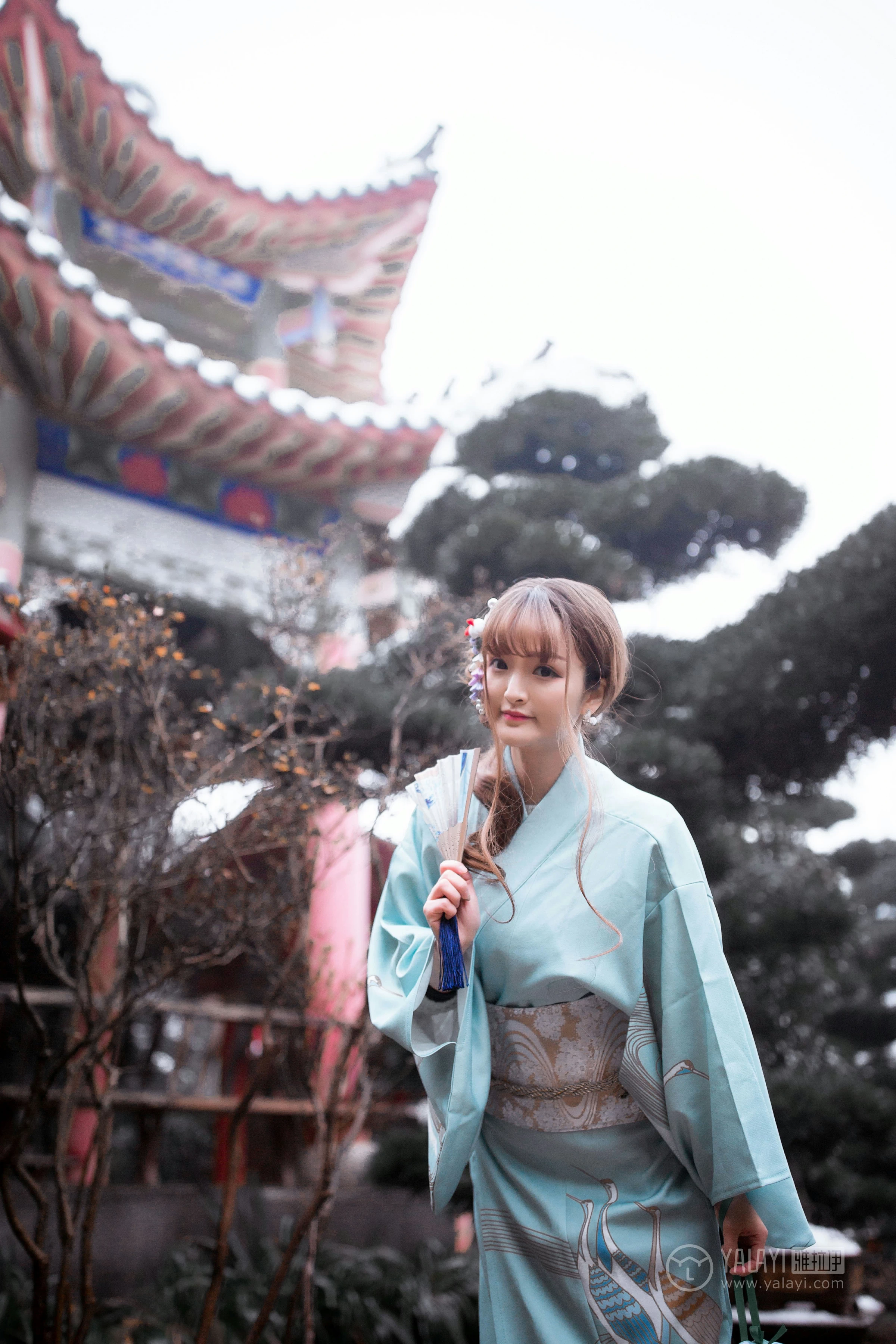 [YALAYI雅拉伊]No.192 赏雪 团团 淡蓝色和服性感私房写真集第3张