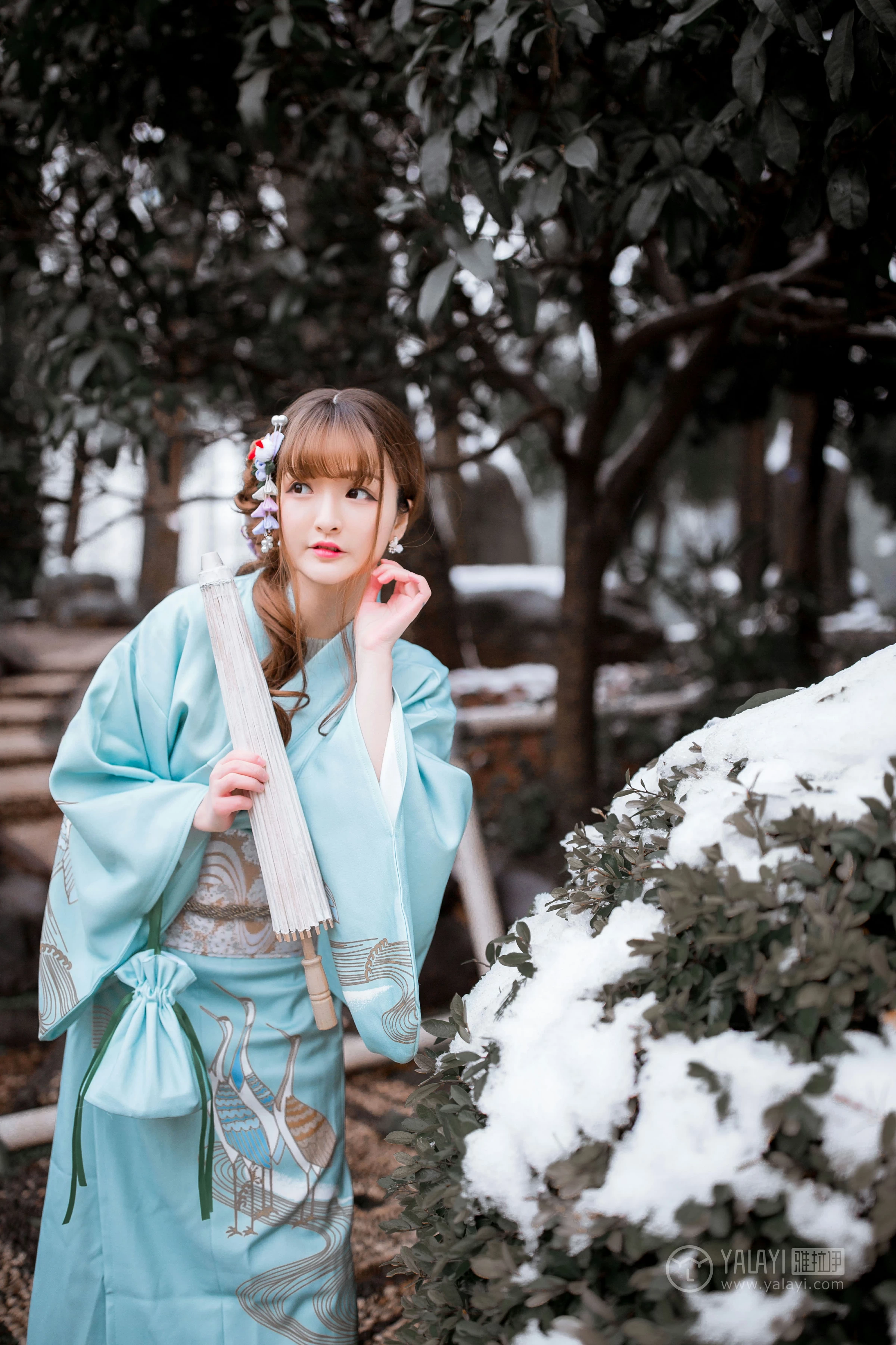 [YALAYI雅拉伊]No.192 赏雪 团团 淡蓝色和服性感私房写真集第11张