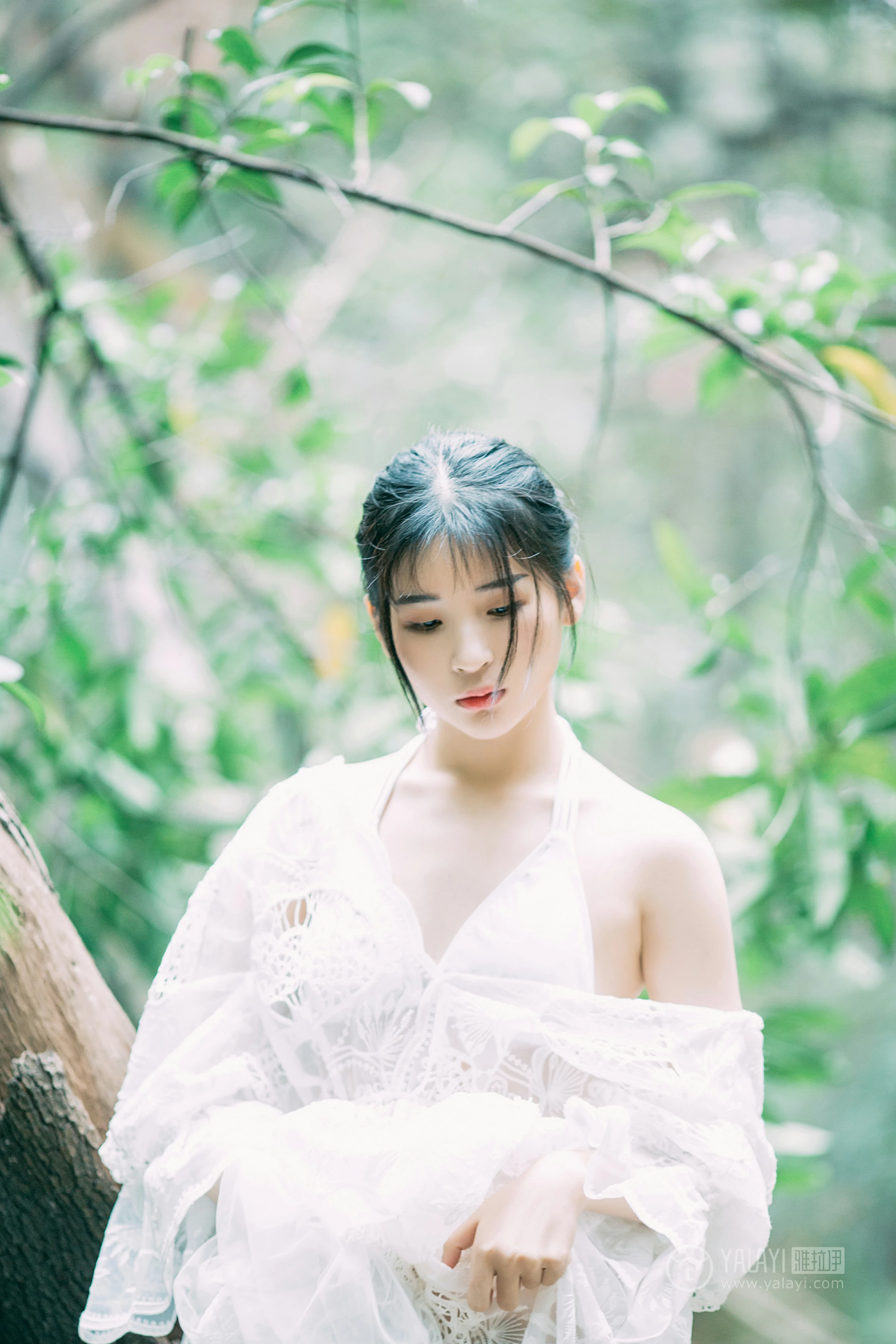 [YALAYI雅拉伊]No.194 仙乐飘飘 阿惜 白色透视镂空连衣裙加白色内衣性感私房写真集第12张