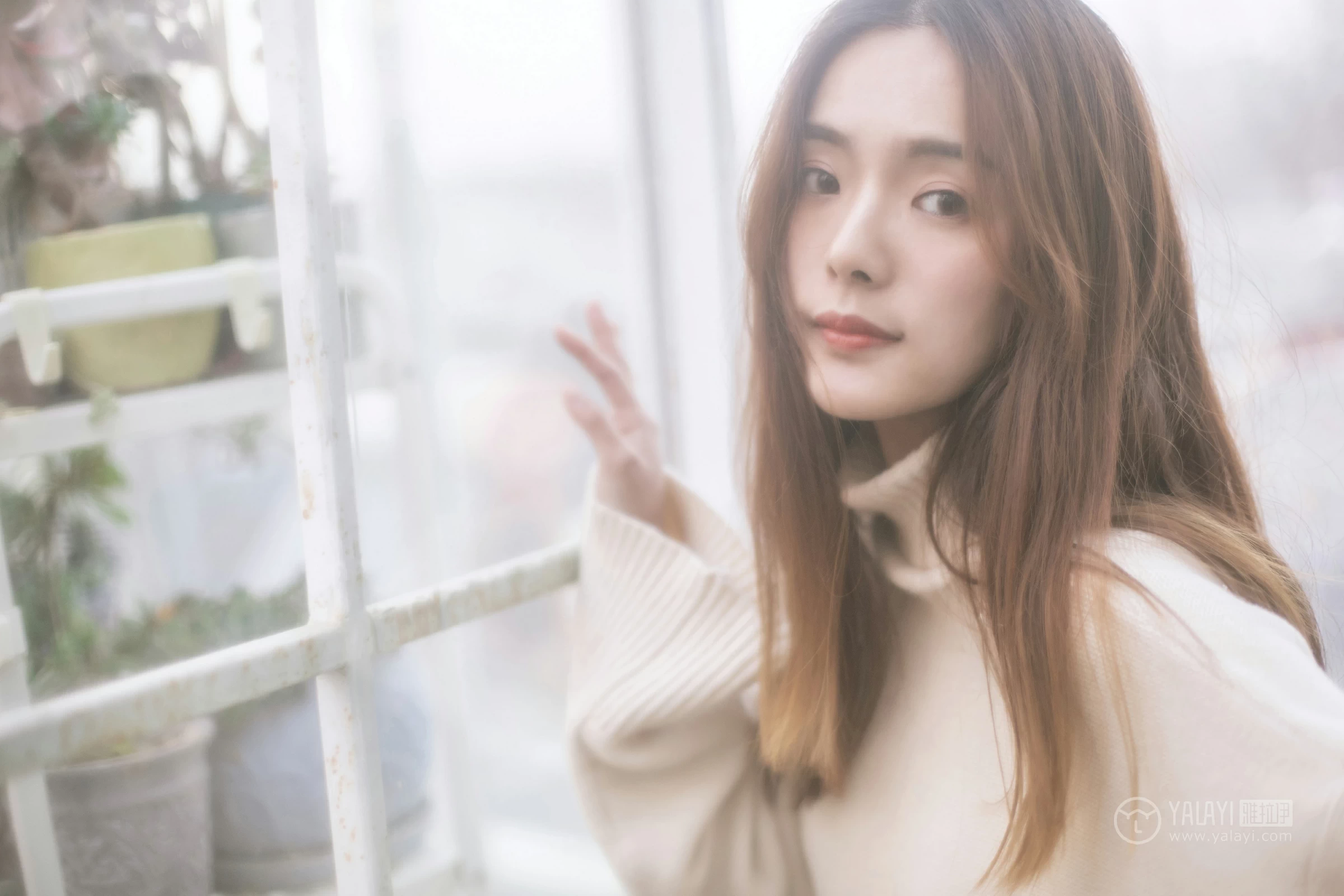 [YALAYI雅拉伊]No.209 温柔的你 白日梦 白色连身毛衣清新私房写真集第15张