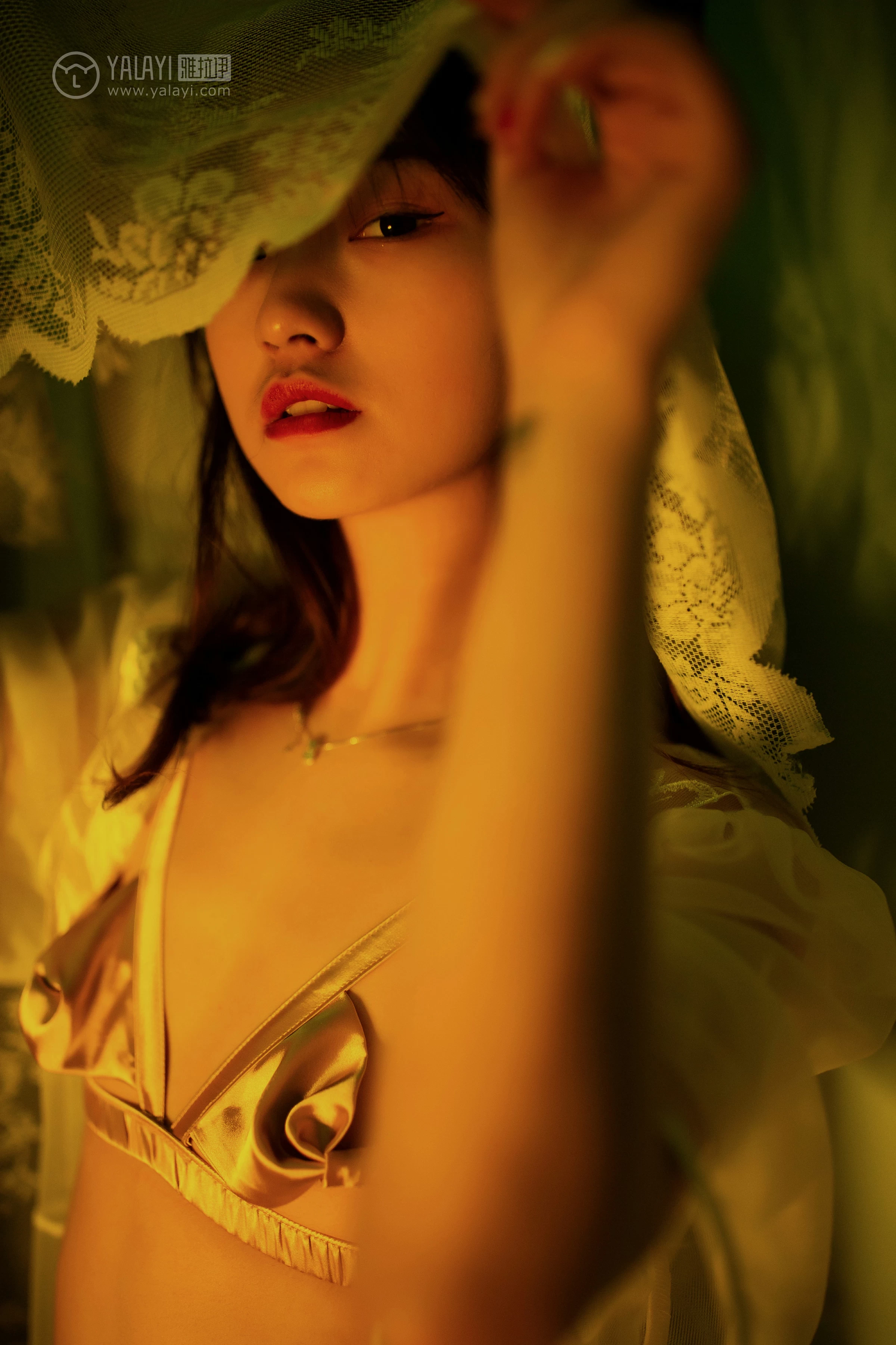 [YALAYI雅拉伊]No.233 《爱囚》 天蓝酱 白色透视睡衣加金色情趣内衣性感私房写真集第14张