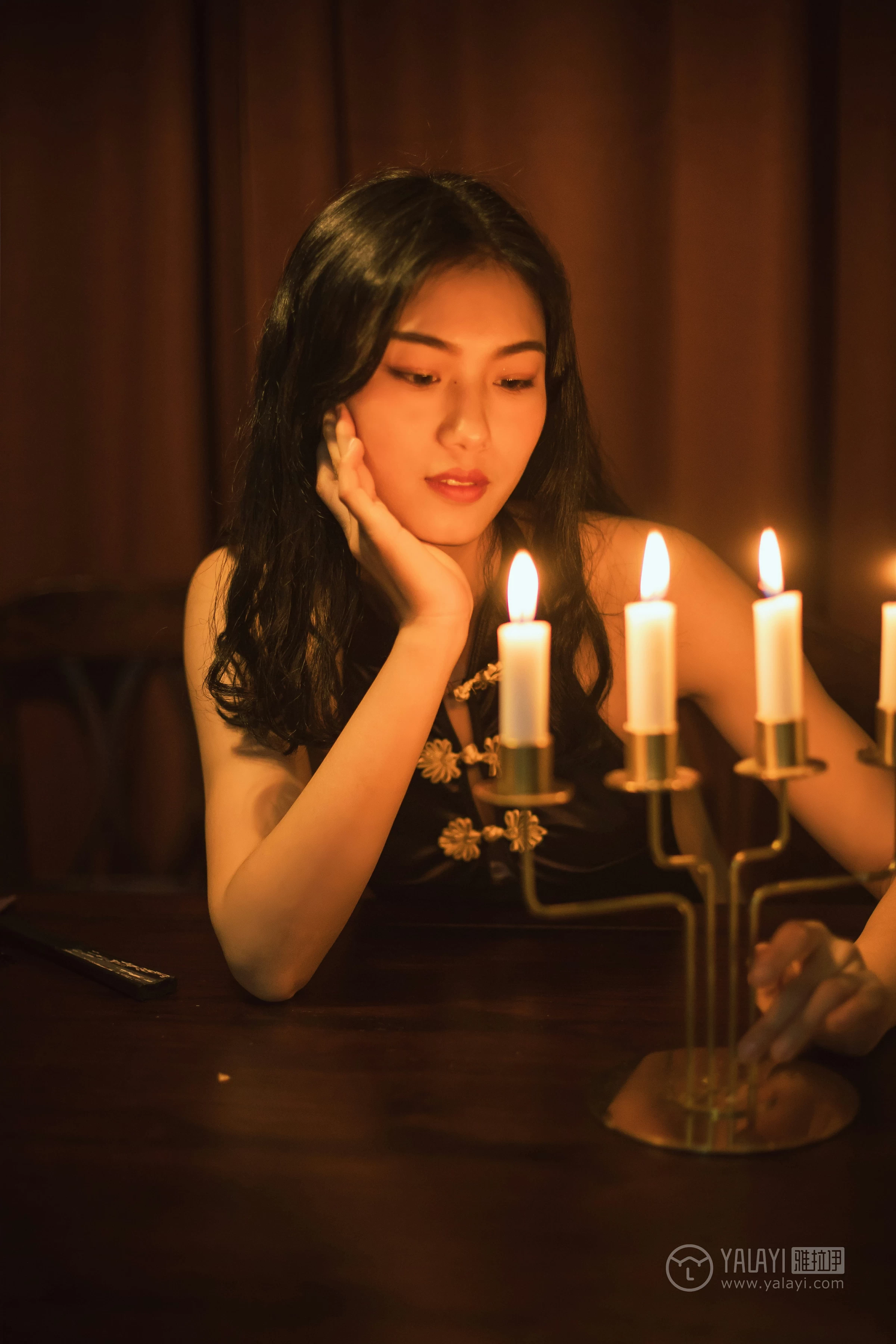 [YALAYI雅拉伊]No.309 夜来香 和风 黑色睡衣加黑色情趣旗袍性感私房写真集第12张
