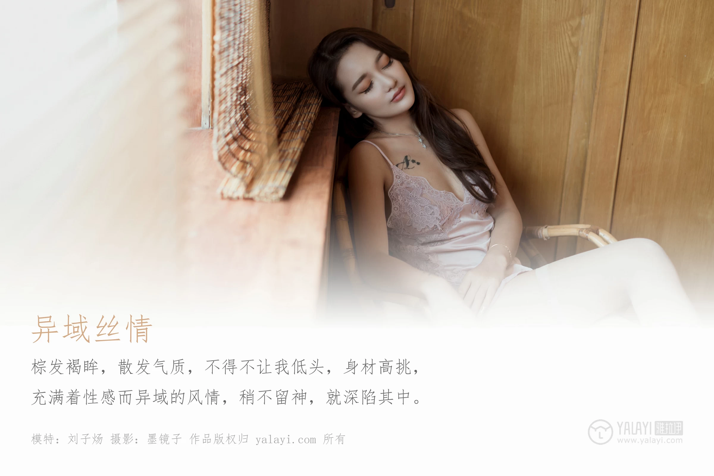 [YALAYI雅拉伊]No.377 异域丝情 刘子炀 粉色蕾丝睡衣加肉色丝袜美腿性感私房写真集第1张