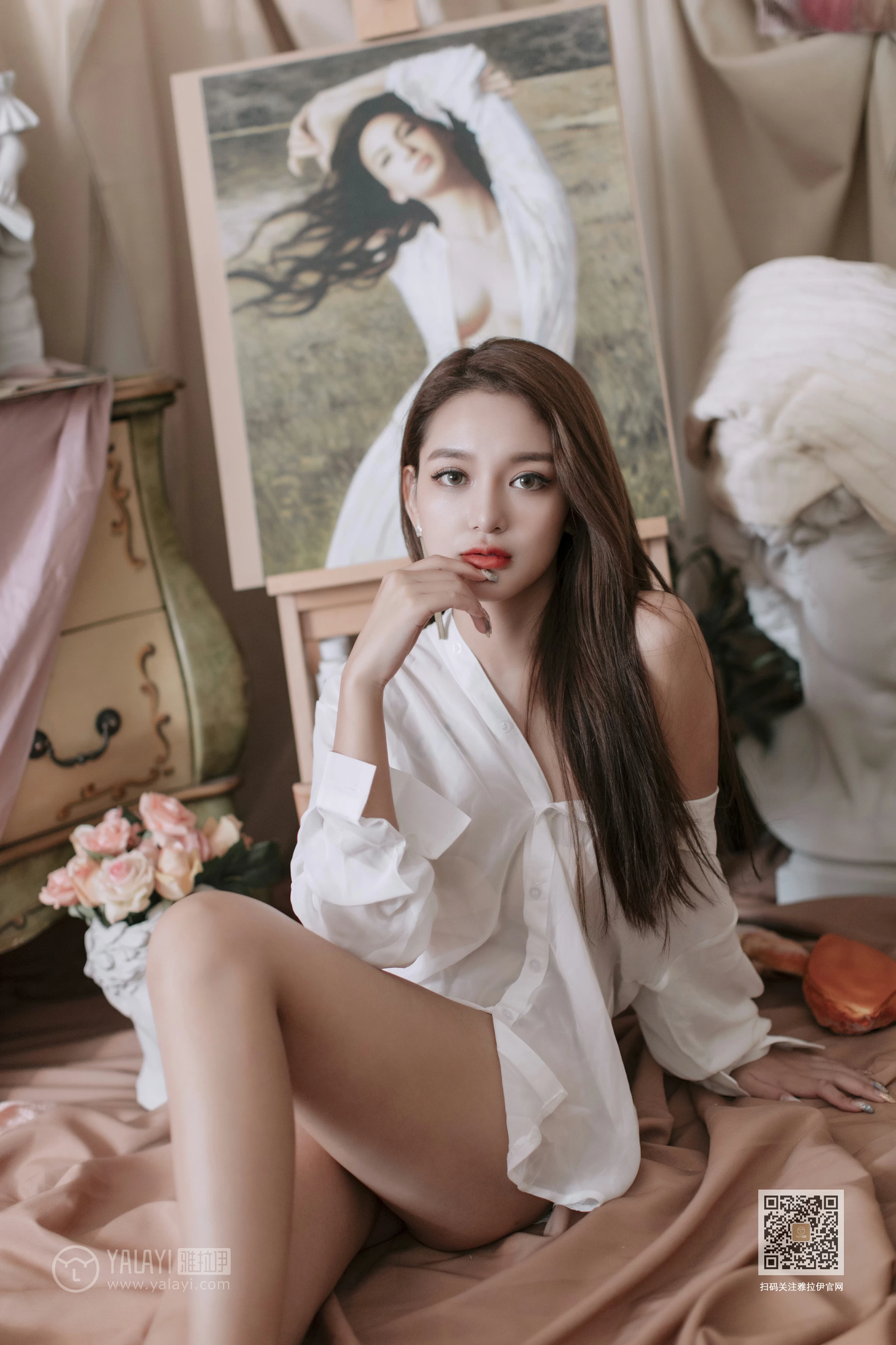 [YALAYI雅拉伊]No.398 如雪如霜 刘子炀 白色透视衬衫居家性感私房写真集第1张