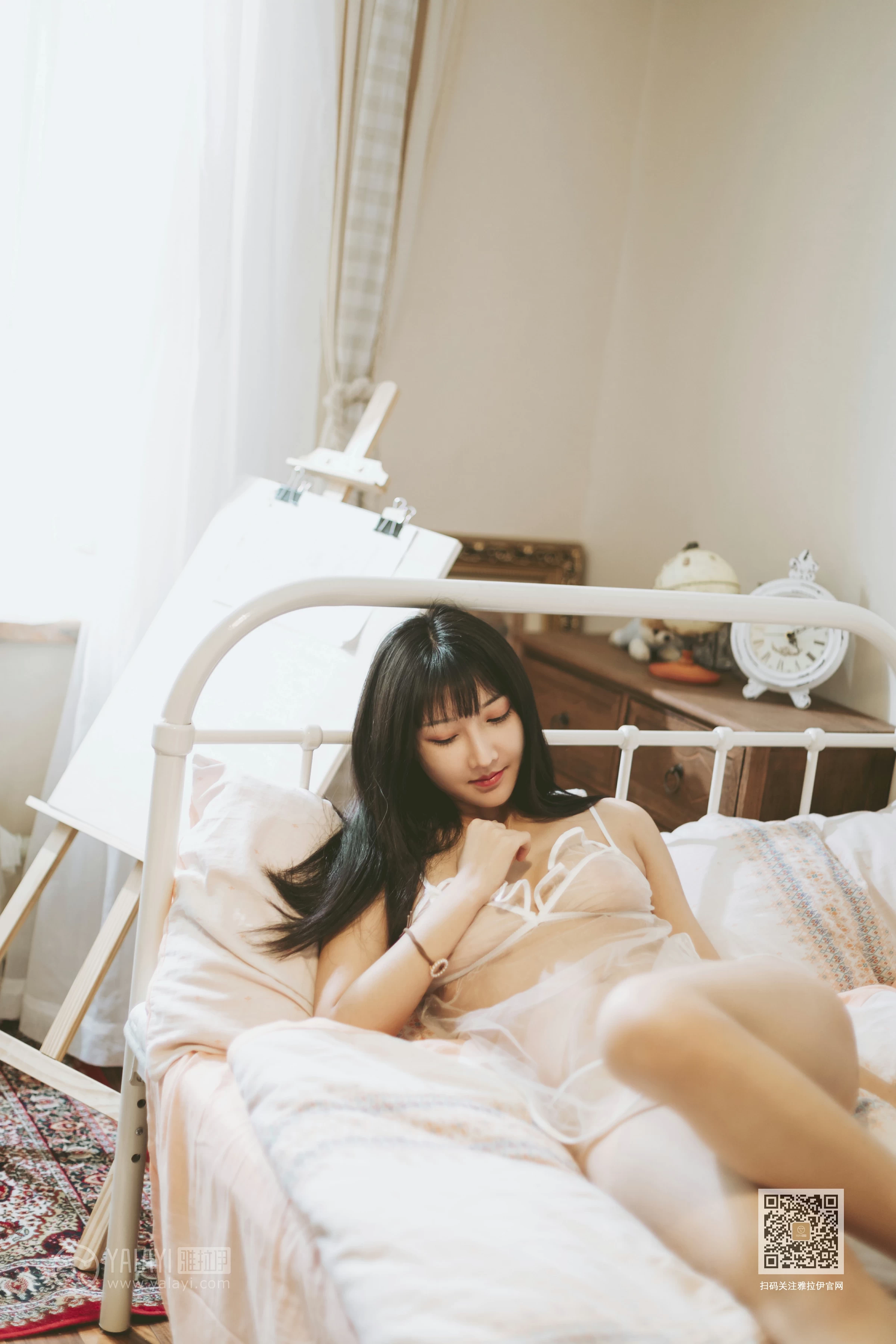 [YALAYI雅拉伊]Vol.489 肌衫透骨 韩熙 白色透视情趣内衣性感私房写真集第3张