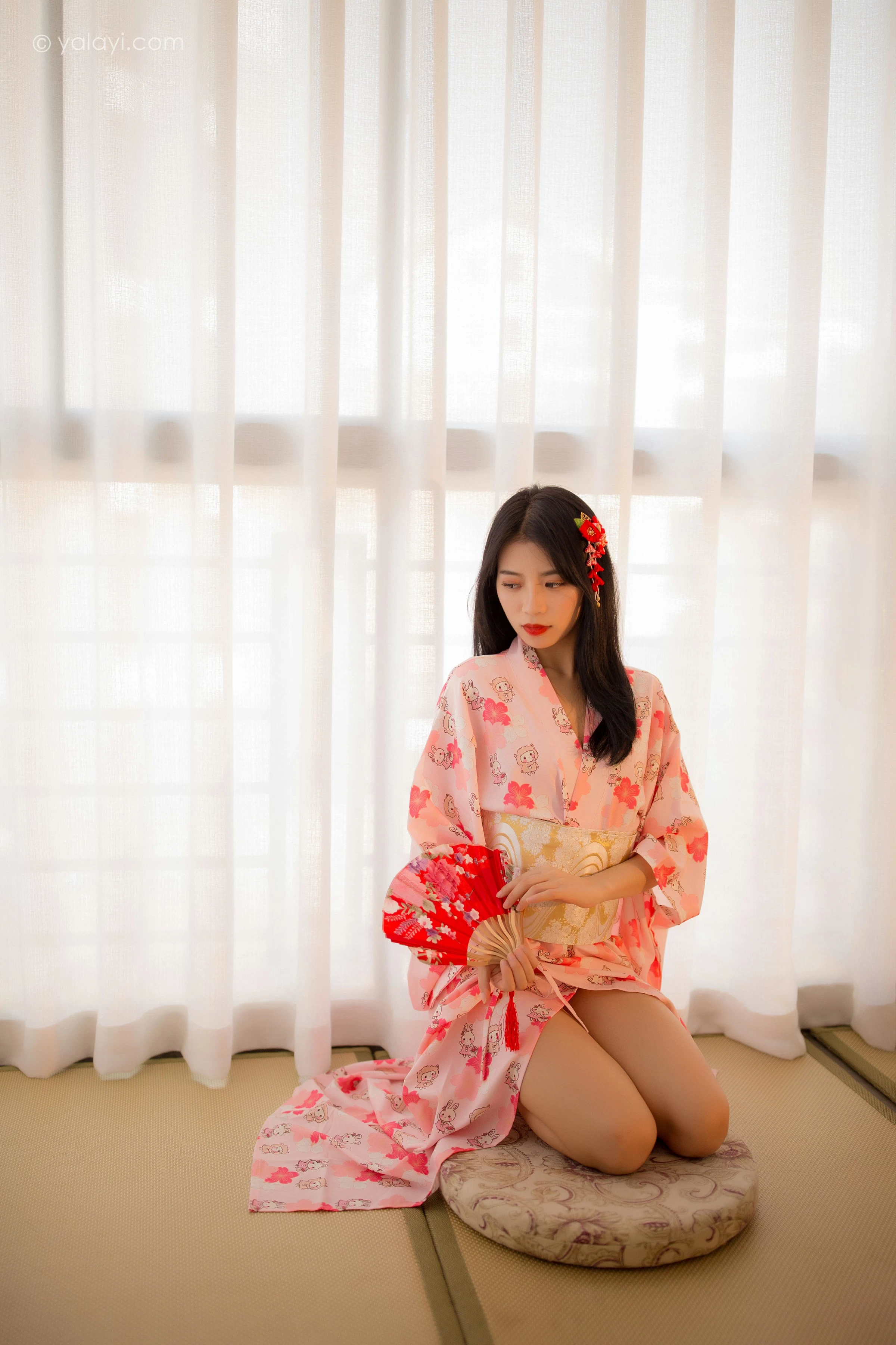 [YALAYI雅拉伊]NO.679 《花香自来》 丽雅 粉色和服居家性感私房写真集第8张