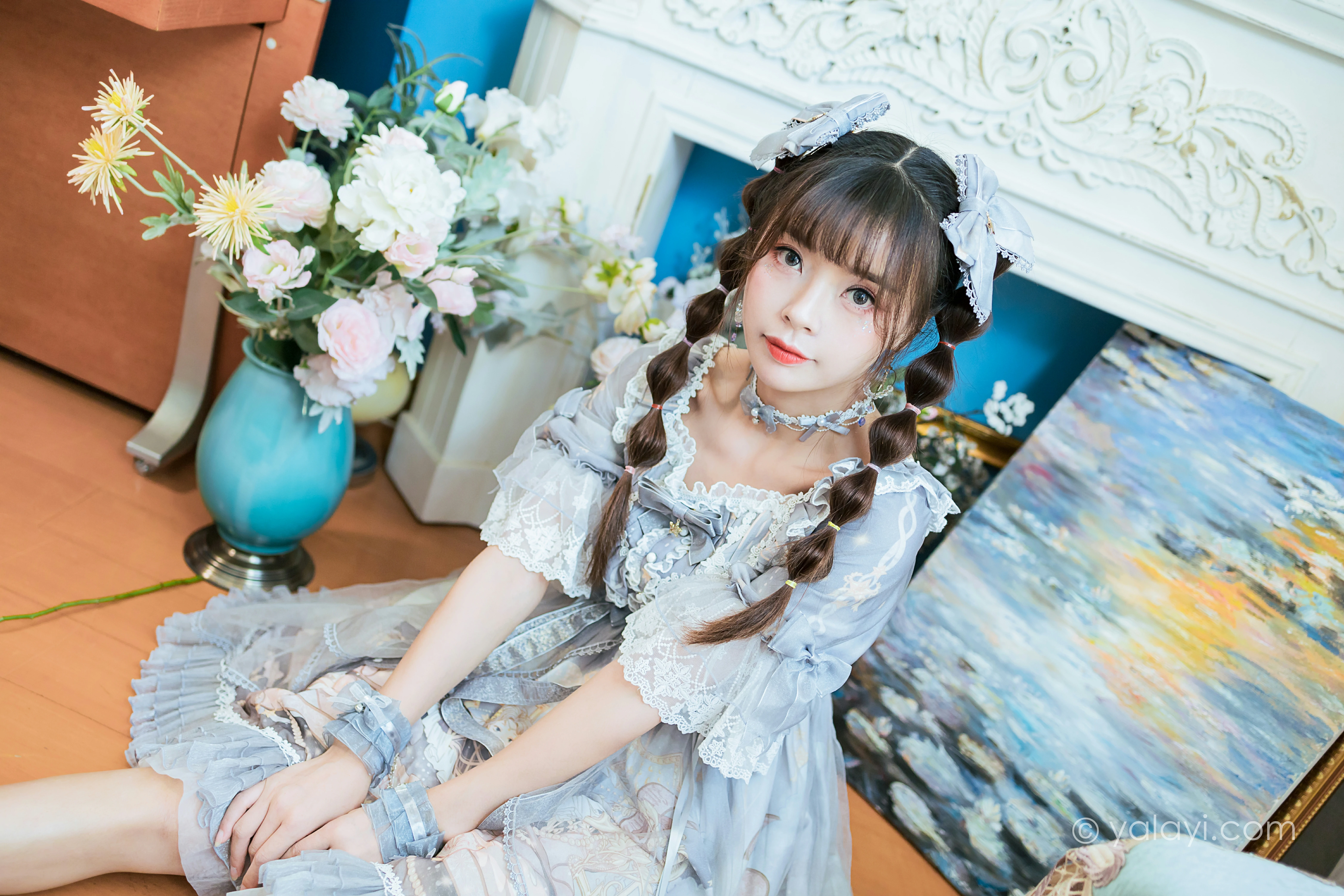 [YALAYI雅拉伊]NO.853 洛丽塔Lolita 程小蝶 淡蓝色连身制服裙清纯可爱私房写真集第3张