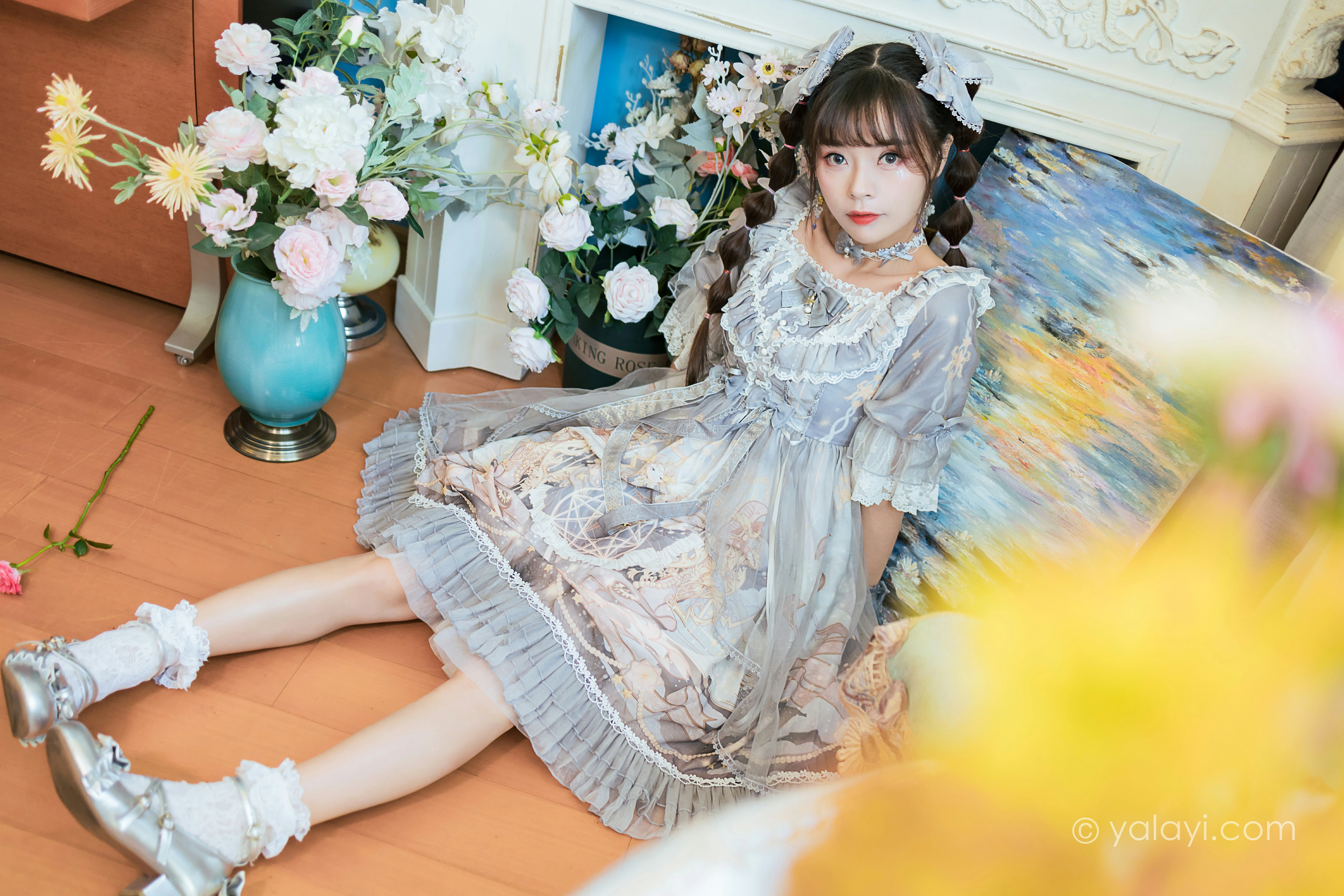 [YALAYI雅拉伊]NO.853 洛丽塔Lolita 程小蝶 淡蓝色连身制服裙清纯可爱私房写真集第3张