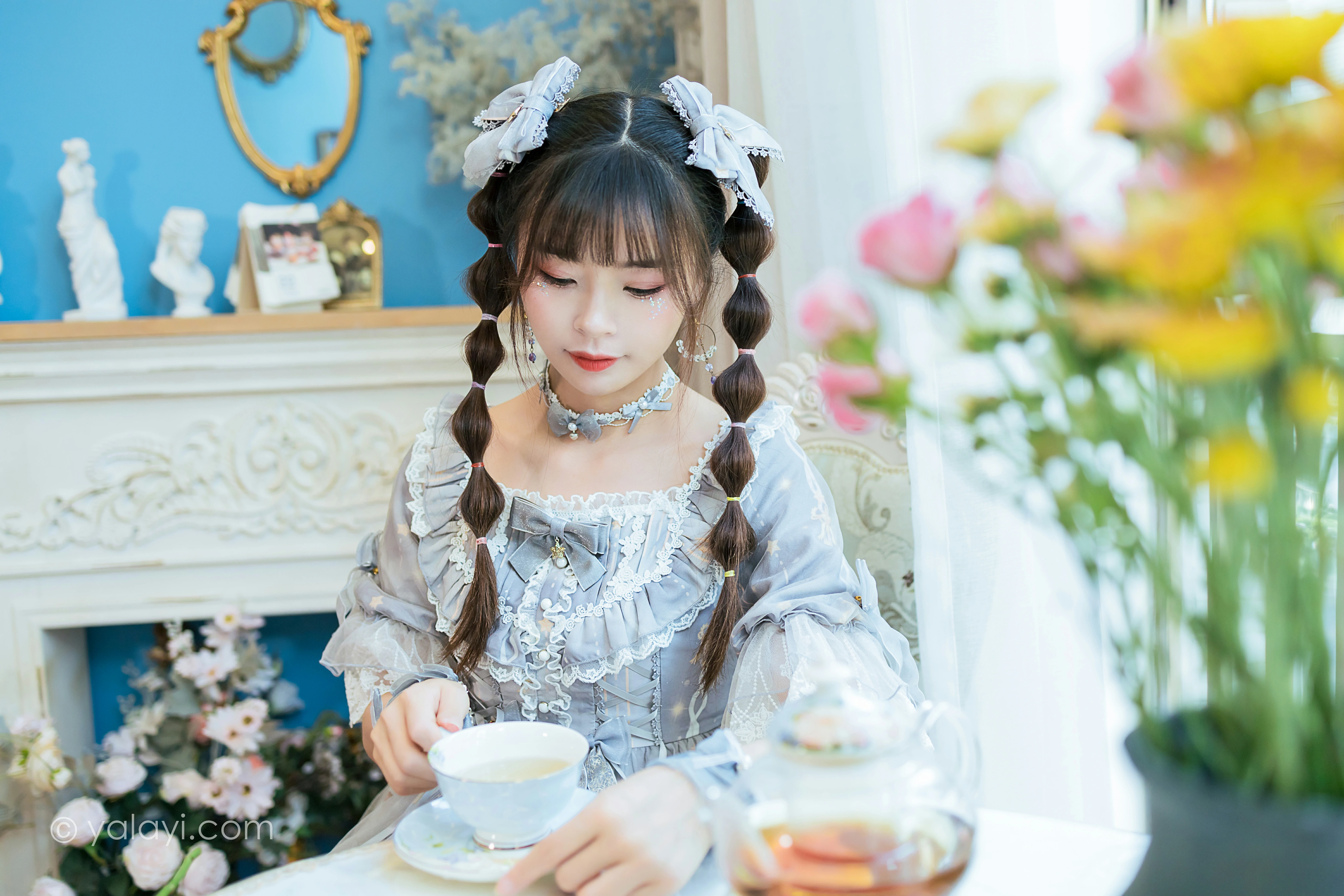 [YALAYI雅拉伊]NO.853 洛丽塔Lolita 程小蝶 淡蓝色连身制服裙清纯可爱私房写真集第9张