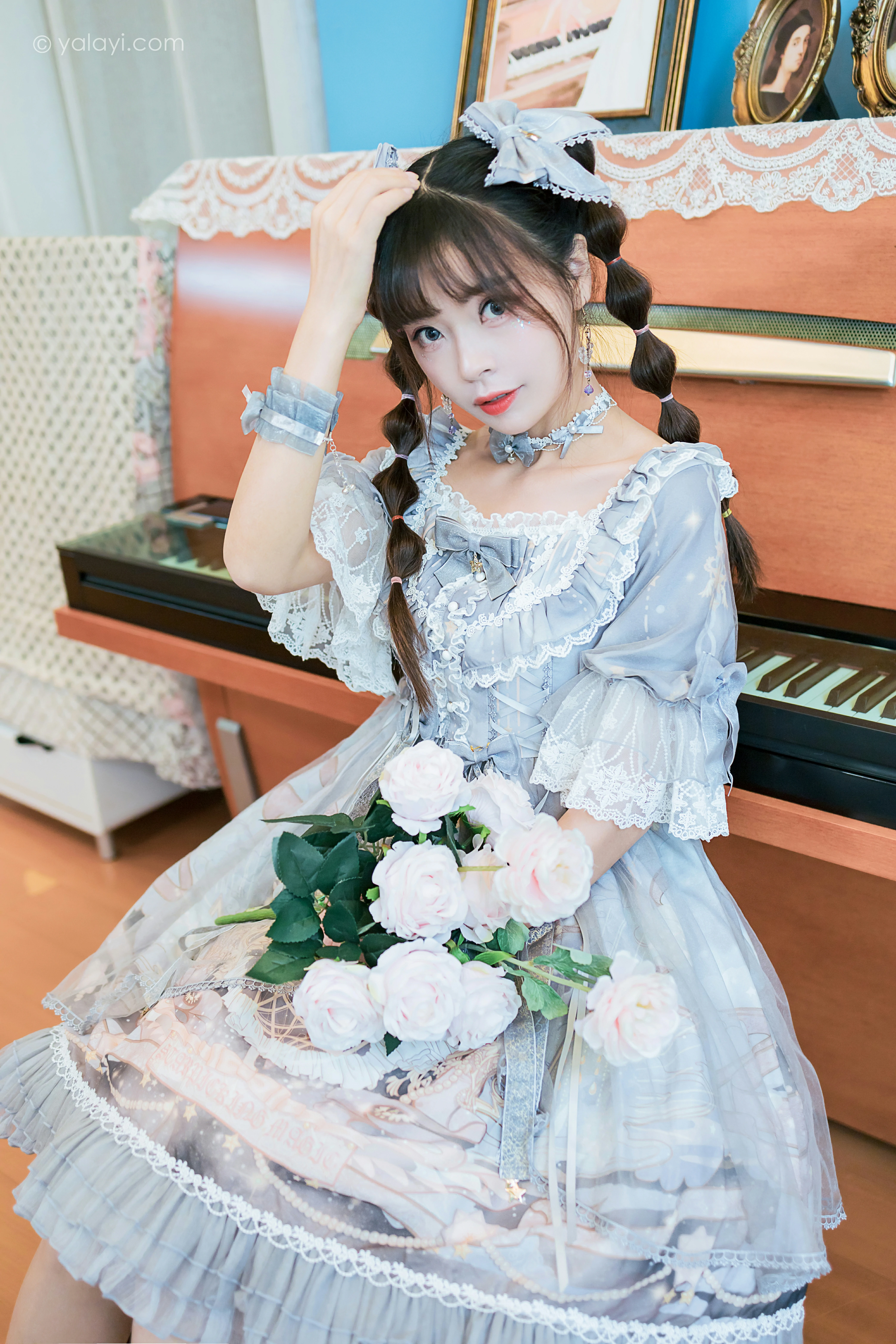 [YALAYI雅拉伊]NO.853 洛丽塔Lolita 程小蝶 淡蓝色连身制服裙清纯可爱私房写真集第14张