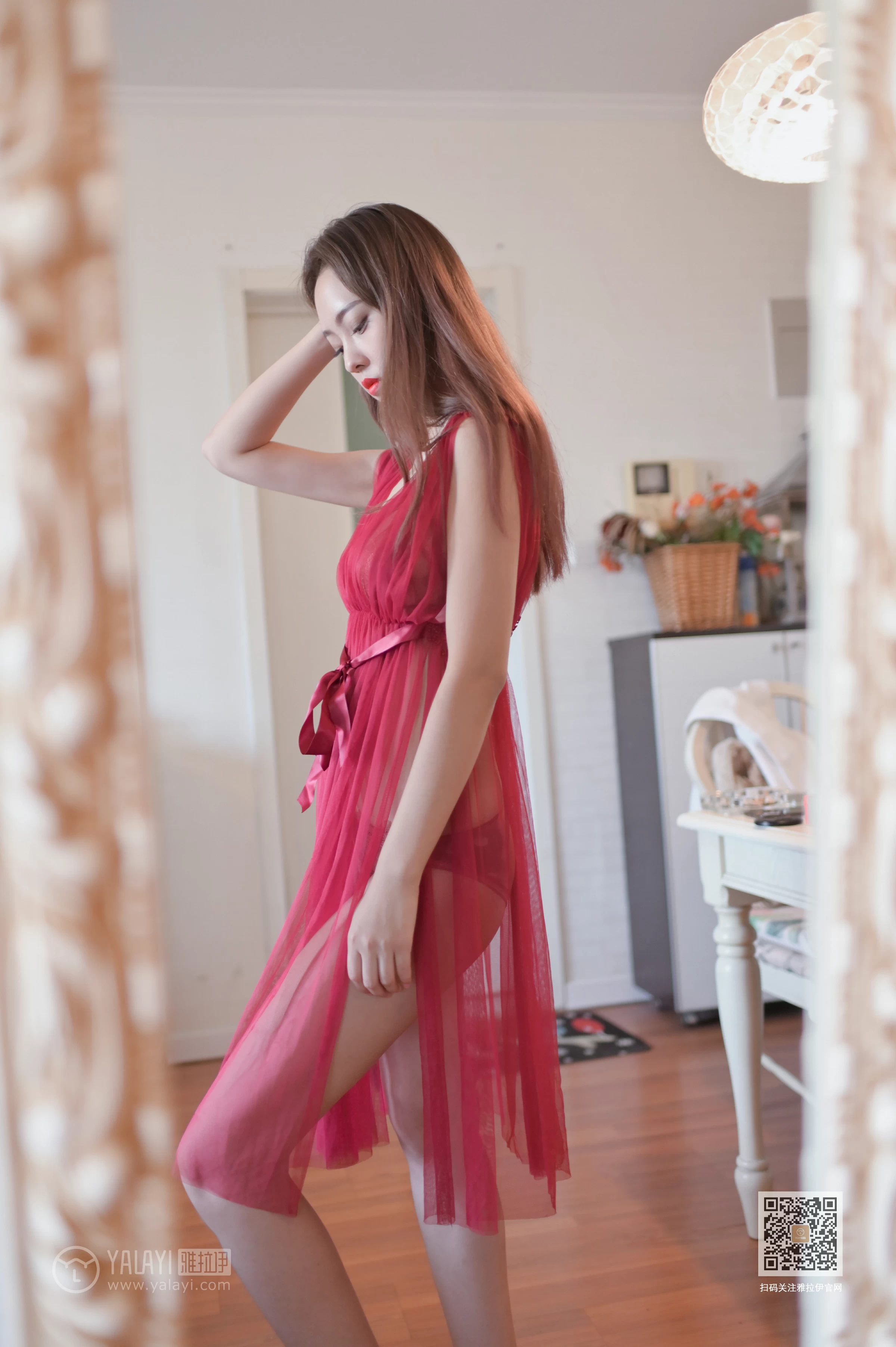 [YALAYI雅拉伊]Vol.446 红拂女 出尘 白色透视情趣连衣裙居家性感私房写真集第13张