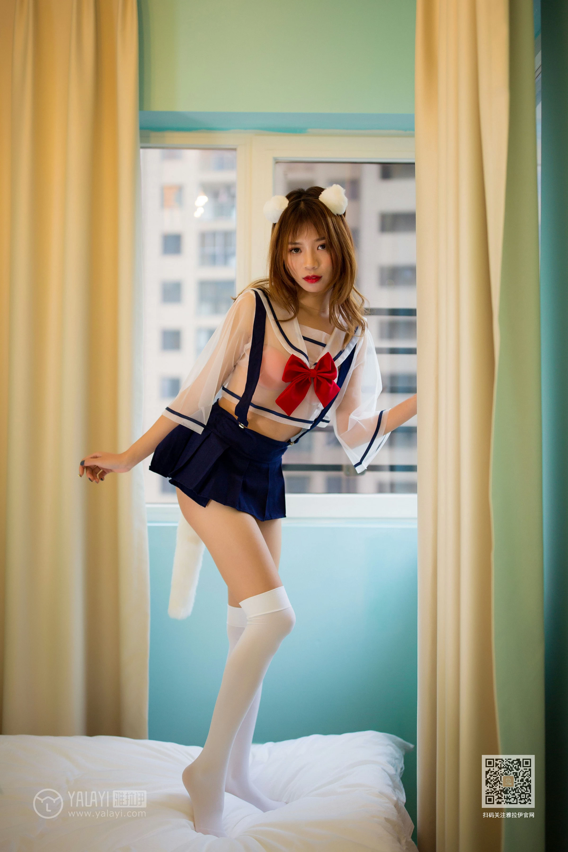 [YALAYI雅拉伊]Vol.550 进化的JK少女 丽雅 透视情趣制服与短裙加白色丝袜美腿性感私房写真集第18张