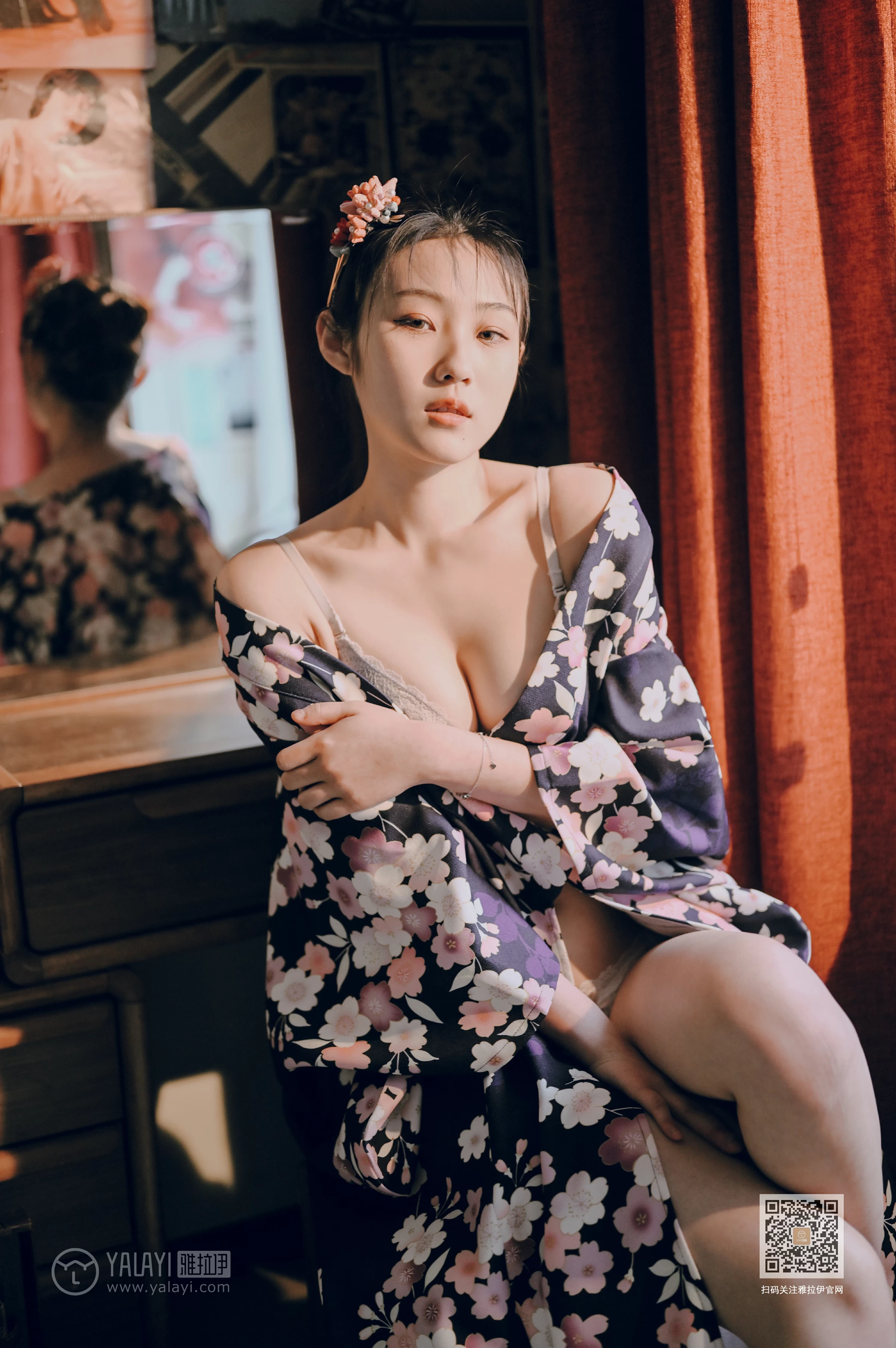 [YALAYI雅拉伊]NO.635 《和服少女》 沈伊 黑色和服加白色蕾丝内衣性感私房写真集第8张
