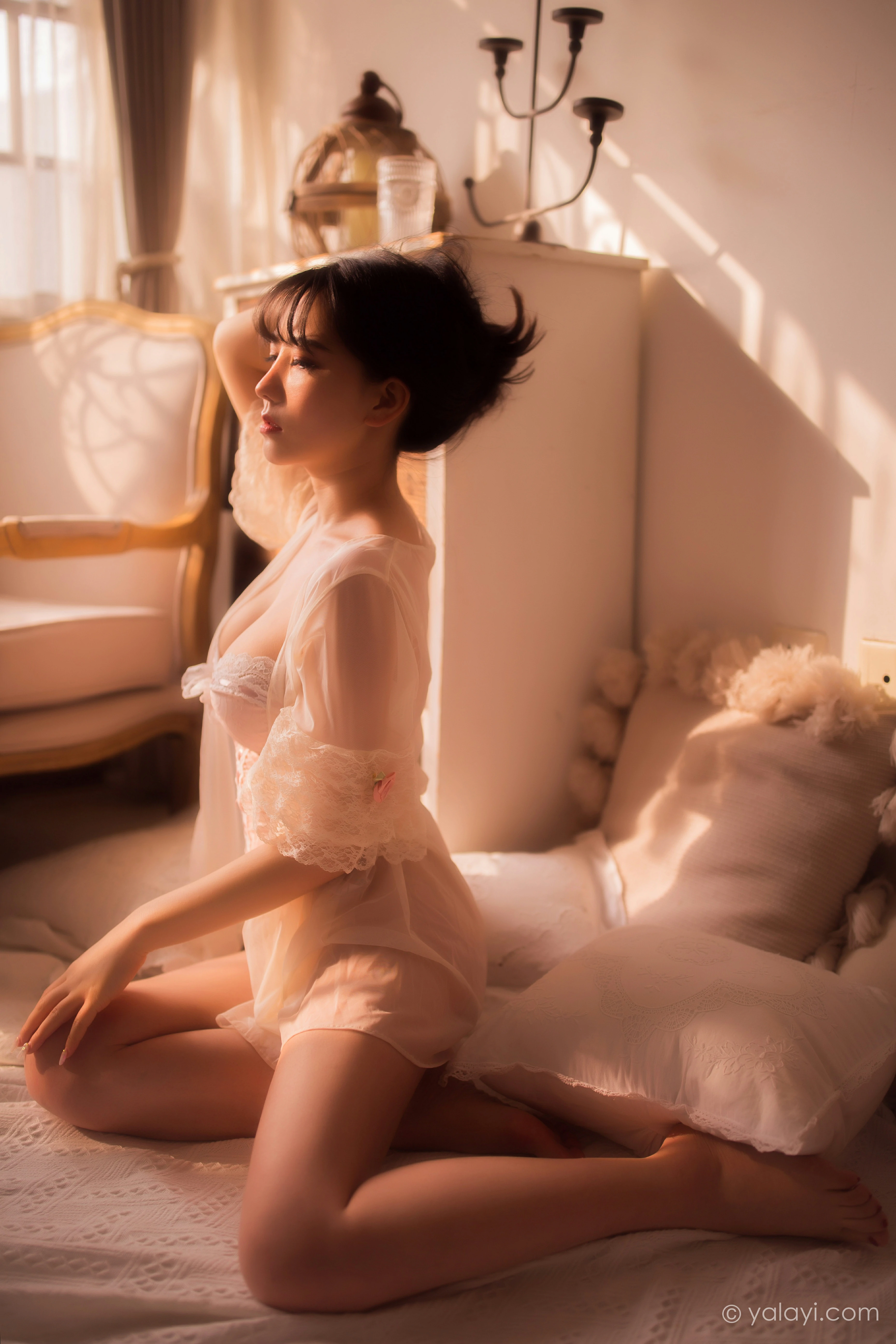 [YALAYI雅拉伊]NO.781 春暖闺香浓 琳达 白色透视睡衣加蕾丝情趣内衣性感私房写真集第4张