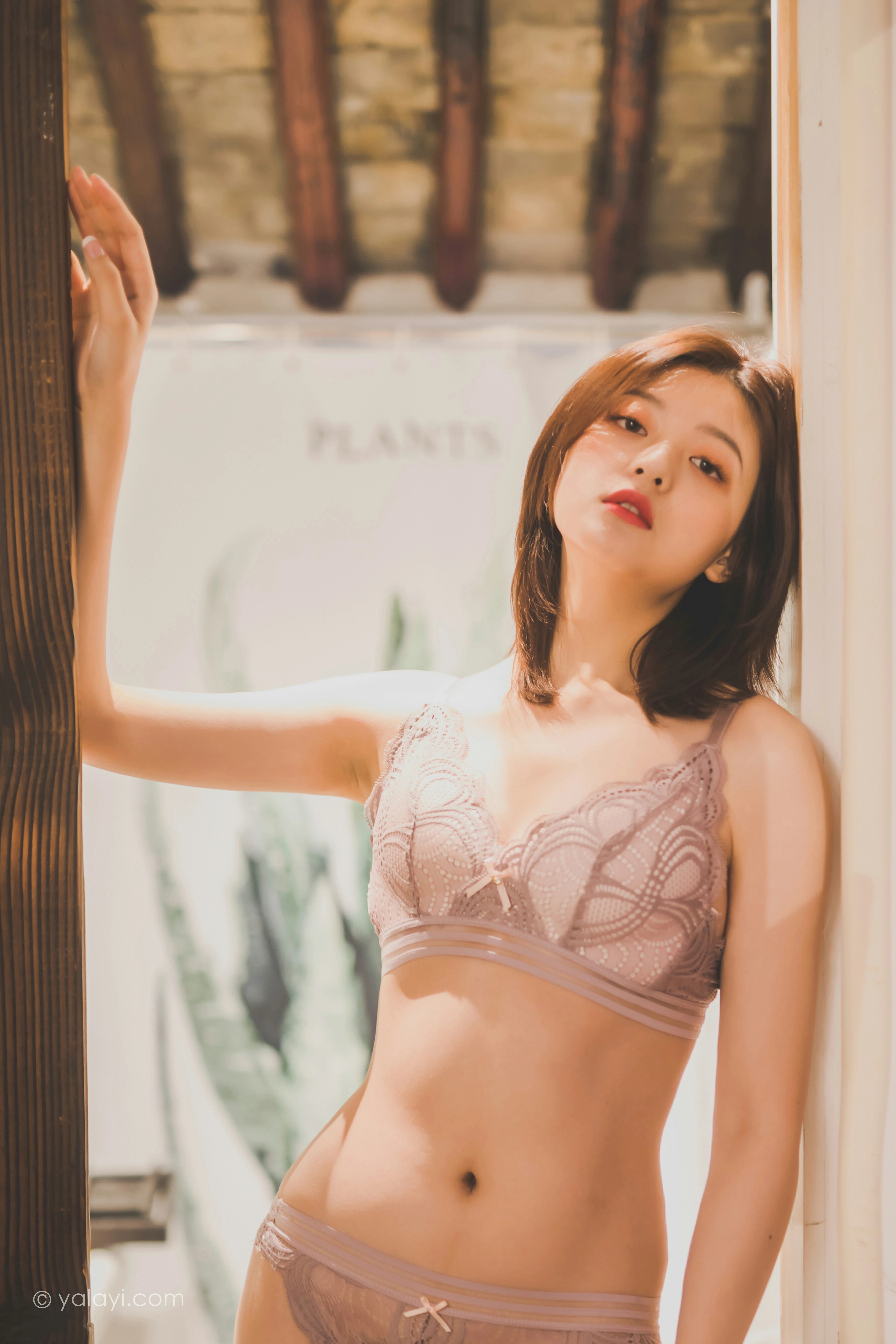 [YALAYI雅拉伊]NO.814 一个人的旅行 真真 粉色蕾丝性感内衣居家私房写真集第1张