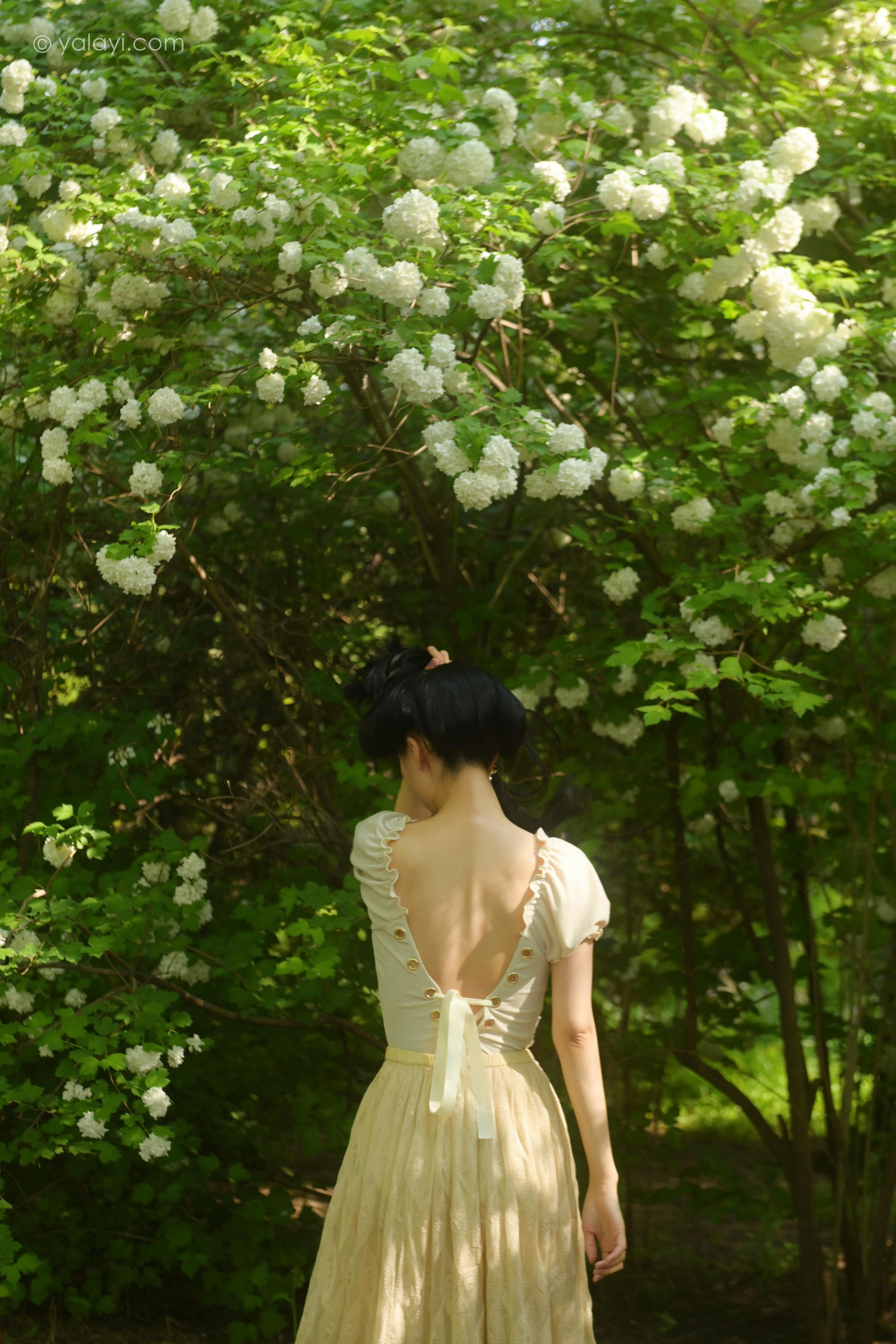 [YALAYI雅拉伊]2022.06.15 气息 佳佳 白色裸背短袖加黄色长裙清纯写真集第6张