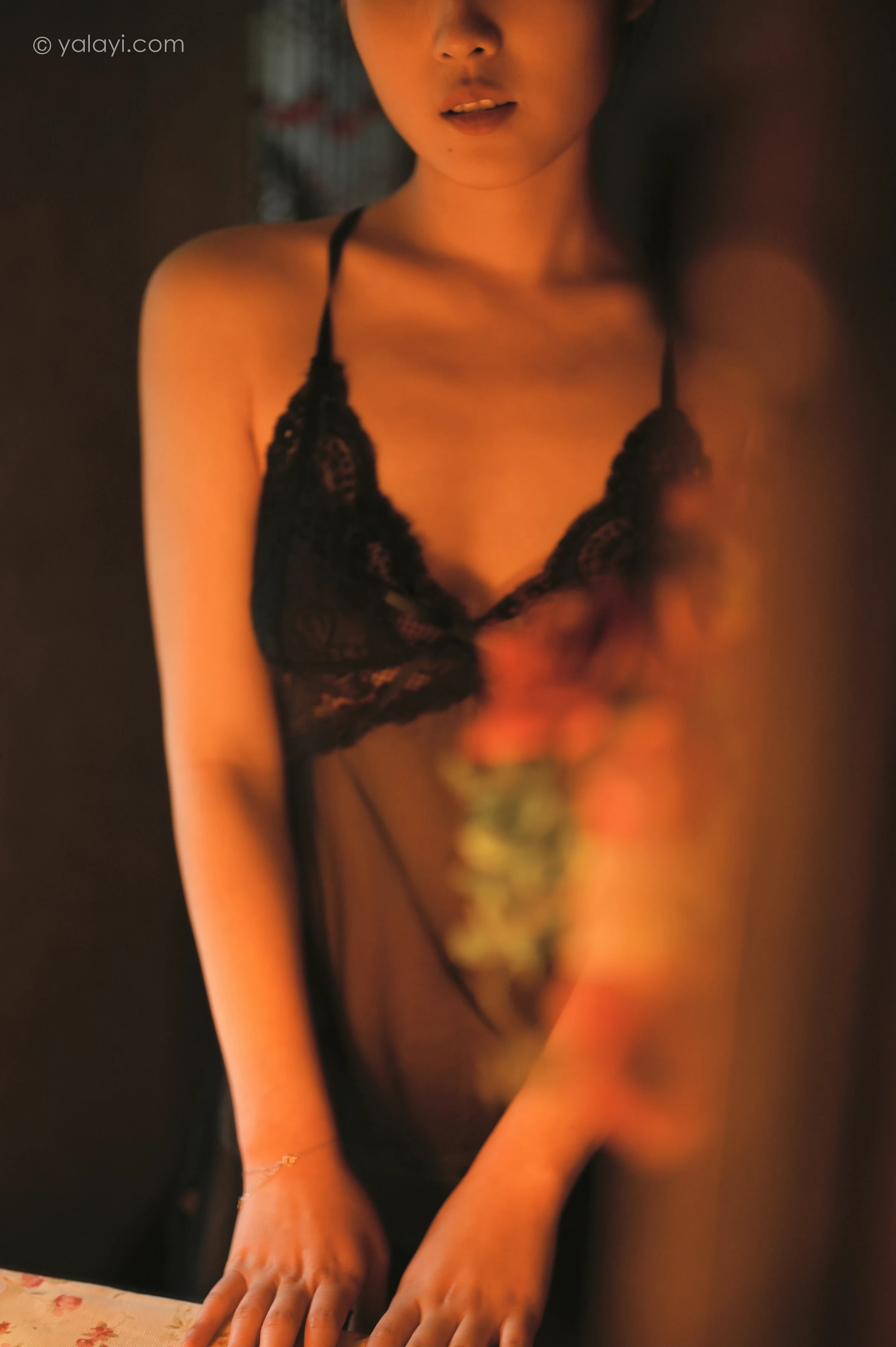 [YALAYI雅拉伊]NO.673 《剪烛西窗》 沈伊 黑色吊带蕾丝睡衣裙性感私房写真集第2张