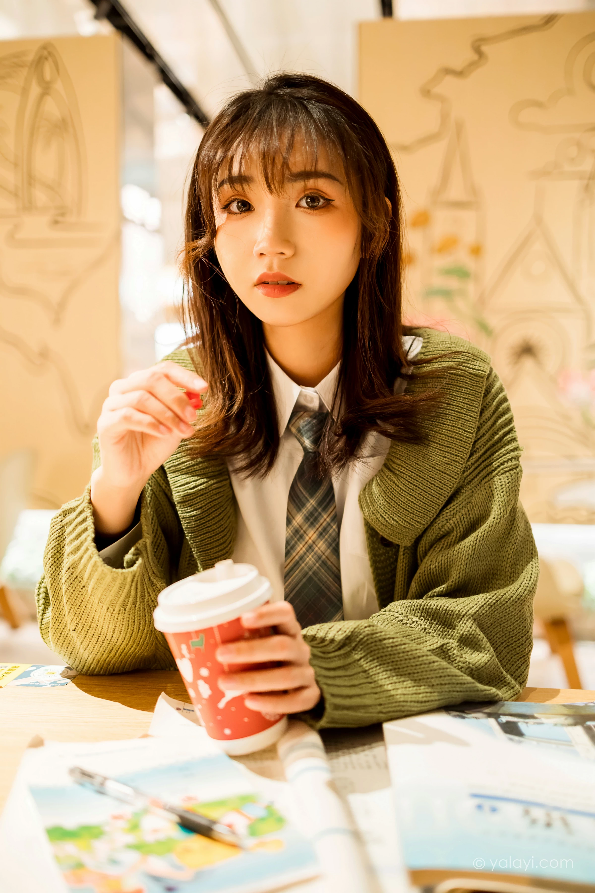 [YALAYI雅拉伊]NO.753 一起补习的日子 果果 连身外套与JK制服加格子短裙清纯写真集第10张